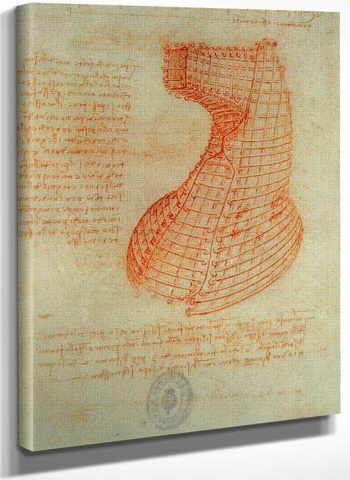 Drawing Of The Ironwork Casting Mould For The Head Of The Sforza Horse Fol. 57 (Recto) From The Codex Madrid I By Leonardo Da Vinci