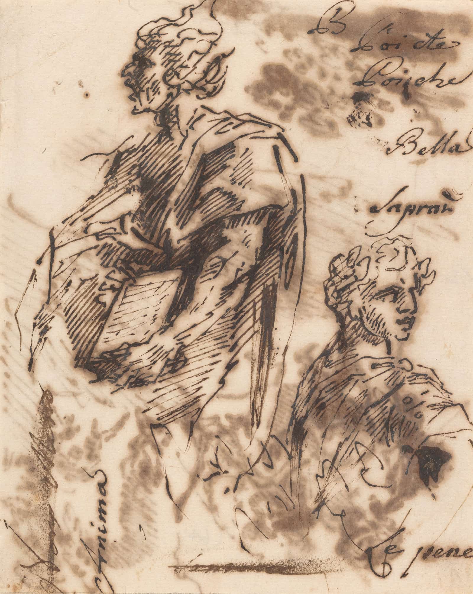 Drawings Of Classical Figures Mid Th Century by Salvator Rosa - Image 2