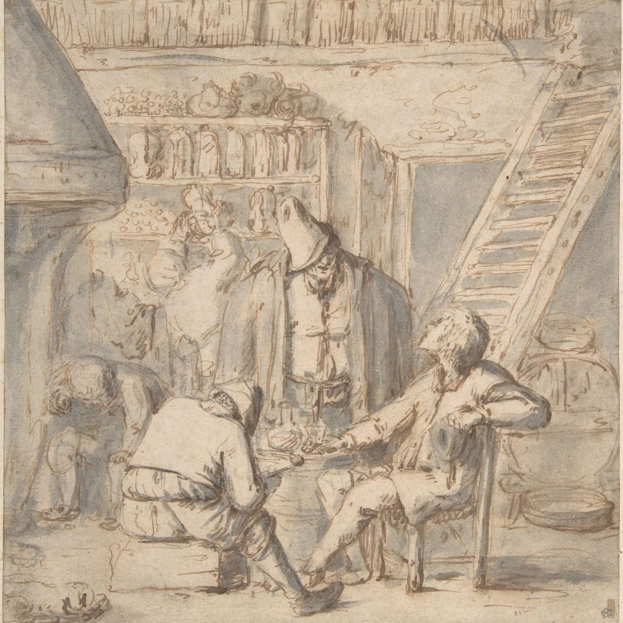Drinkers In A Tavern Th Century by Adriaen Van Ostade - Image 4