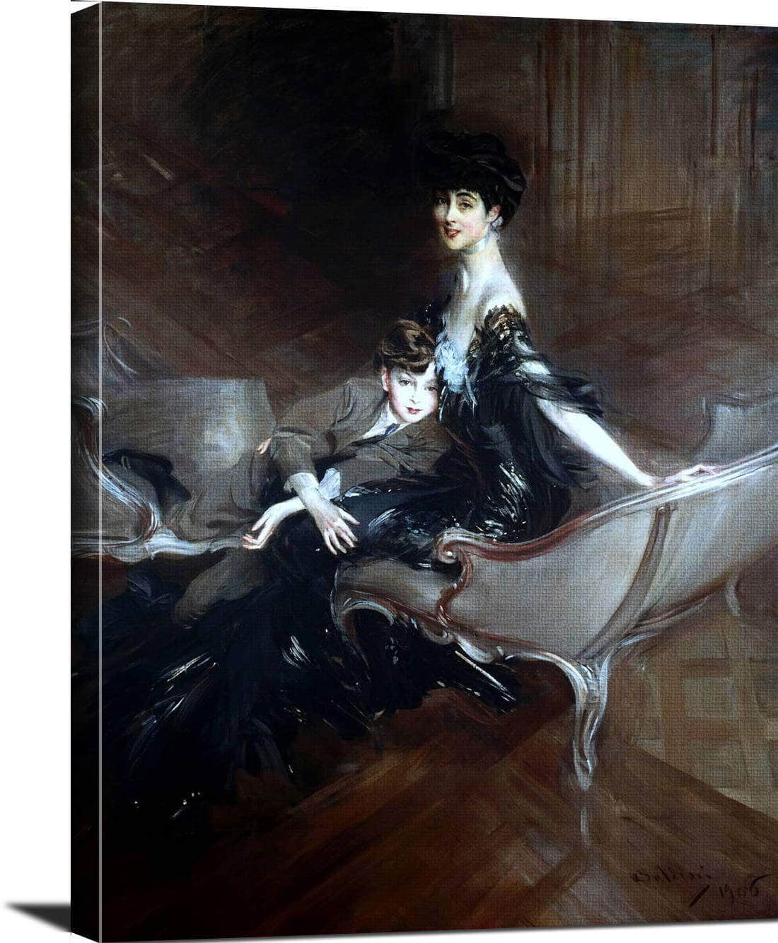 Duchess Of Marlborough & Her Son Painting Giovanni Boildini Canvas Art - Image 3
