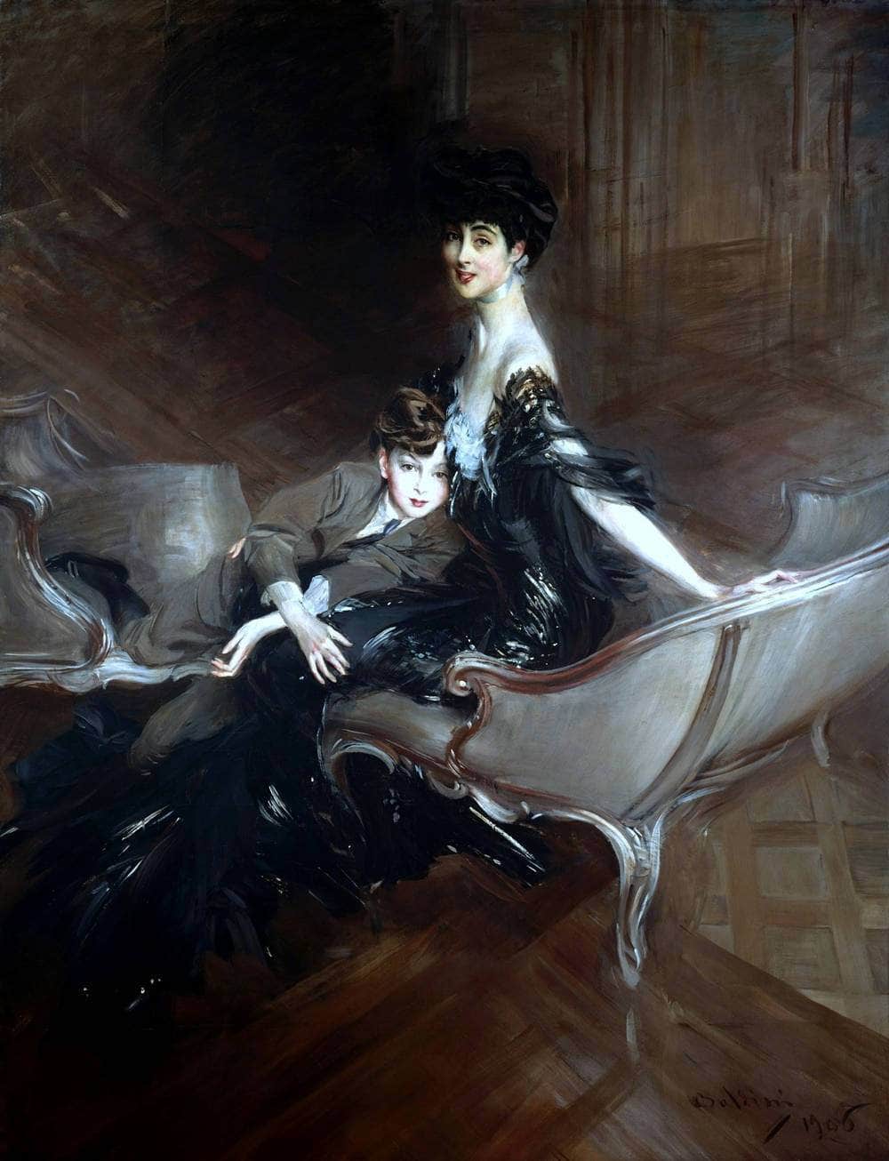 Duchess Of Marlborough & Her Son Painting Giovanni Boildini Canvas Art - Image 5