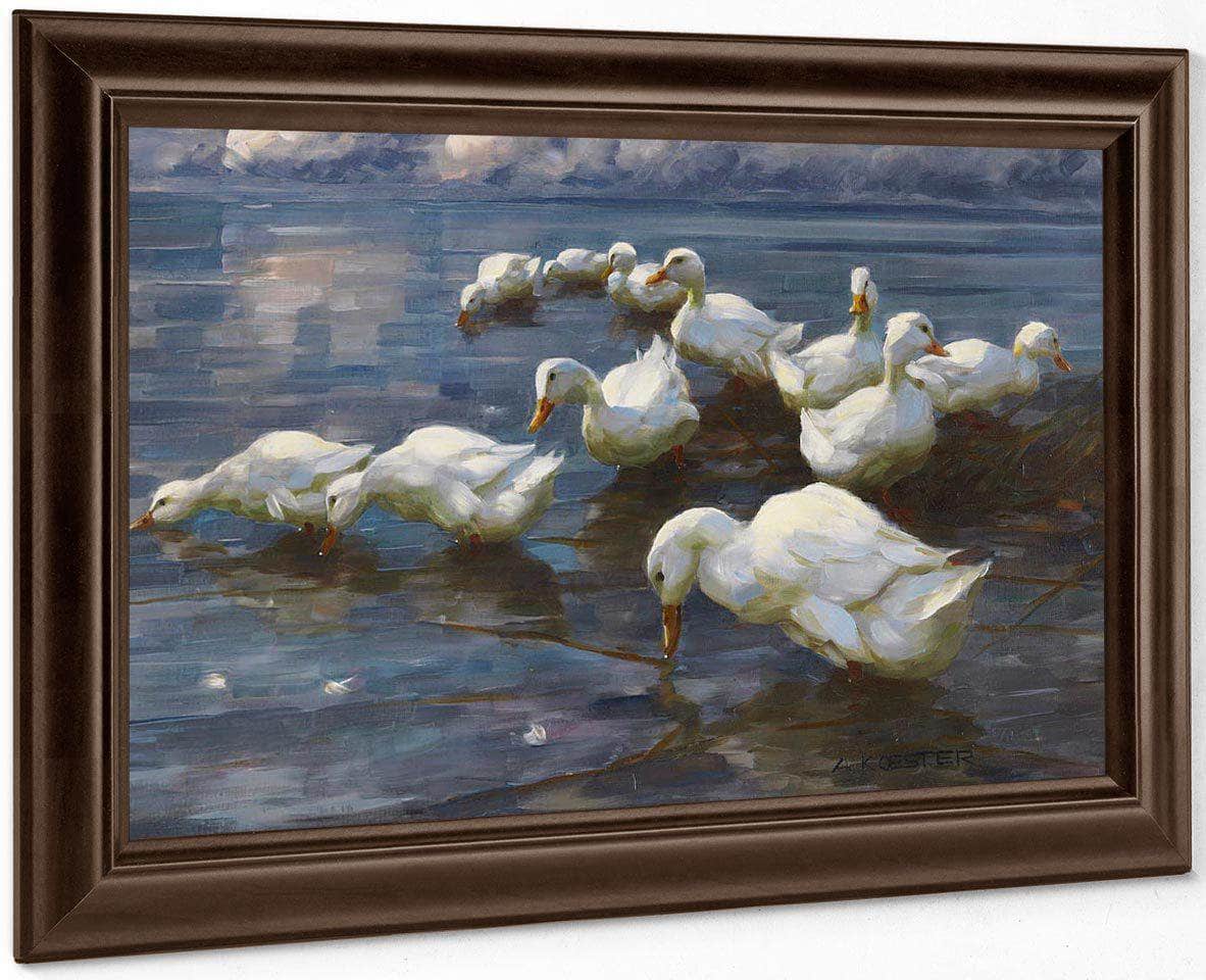 Ducks On The Lake Shore By Alexander Koester - Image 5