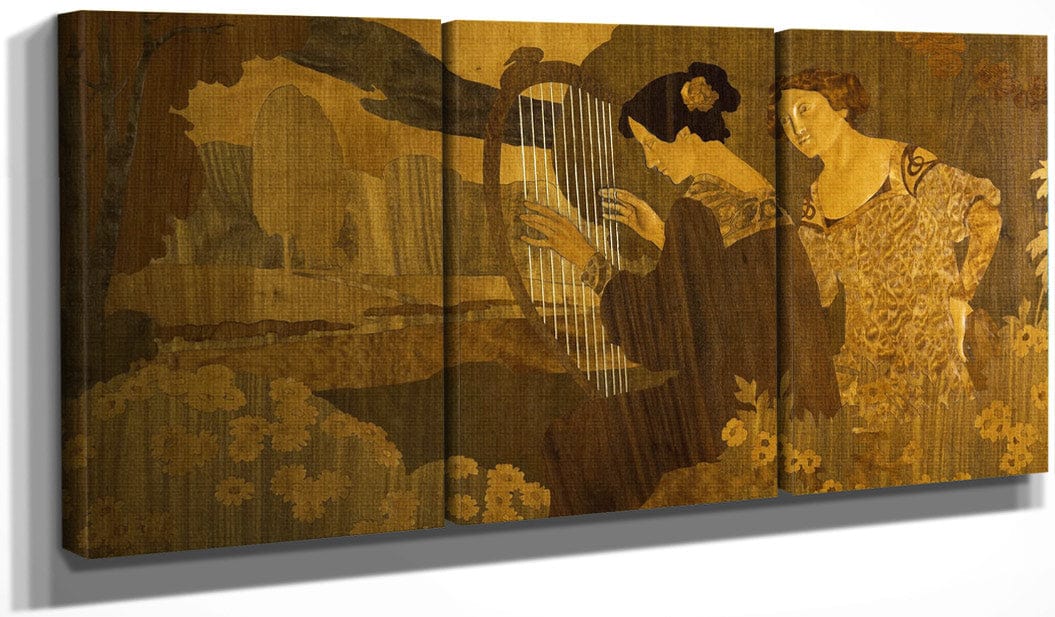 Dues Noies Assegudes A La Vora De L'estany Cap A 1905 By Gaspar Homar