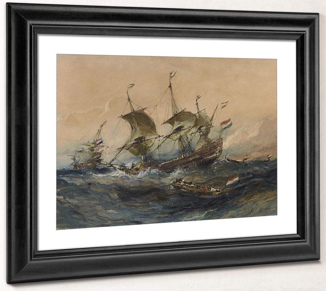 Dutch Ships In A Storm By Eugene Isabey - Image 4