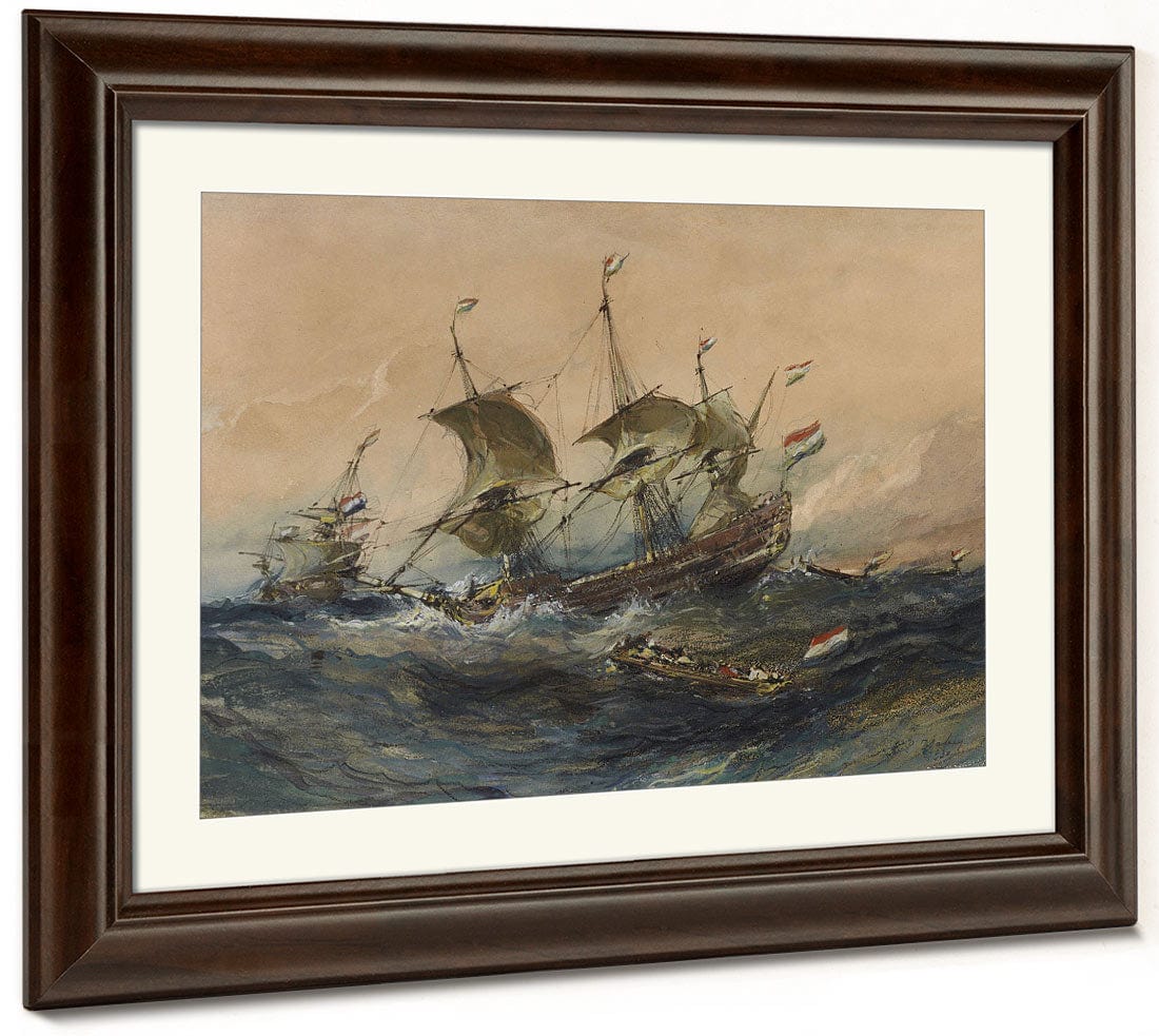 Dutch Ships In A Storm By Eugene Isabey - Image 5