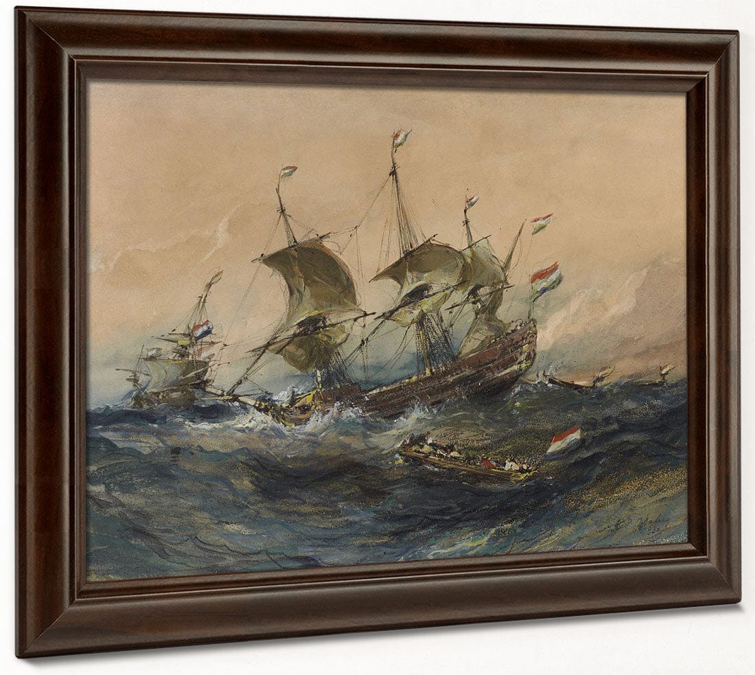 Dutch Ships In A Storm By Eugene Isabey - Image 6