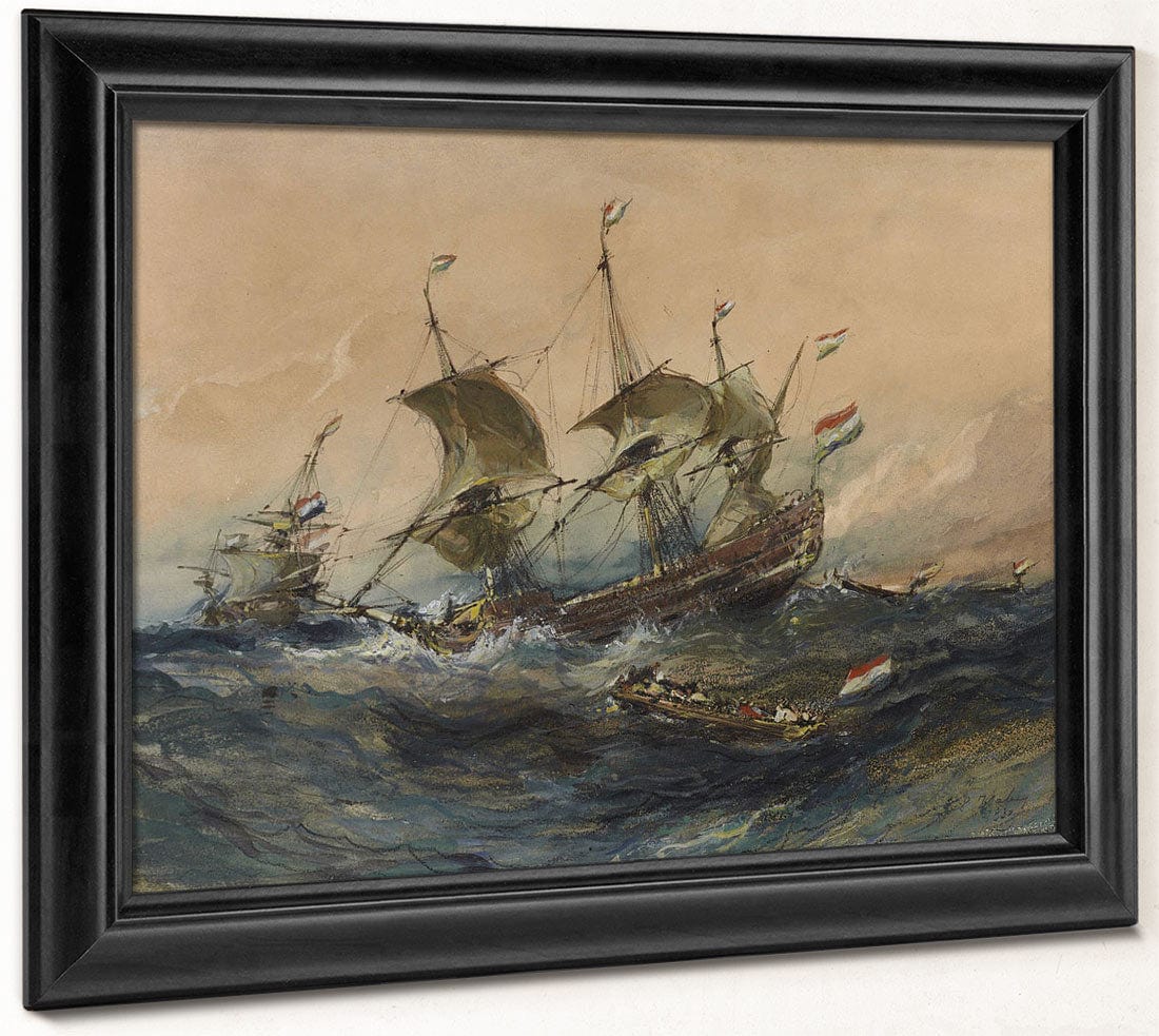 Dutch Ships In A Storm By Eugene Isabey - Image 8