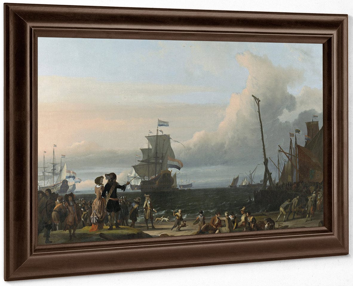 Dutch Ships In The Roads Of Texel; In The Middle The 'Gouden Leeuw' The Flagship Of Cornelis Tromp By Ludolf Backhuysen I - Image 4