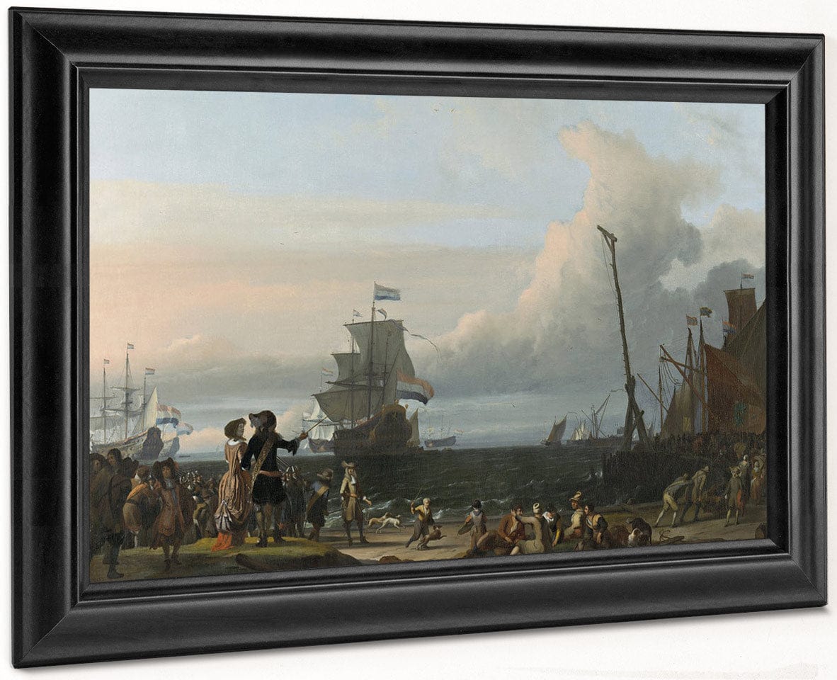 Dutch Ships In The Roads Of Texel; In The Middle The 'Gouden Leeuw' The Flagship Of Cornelis Tromp By Ludolf Backhuysen I - Image 6