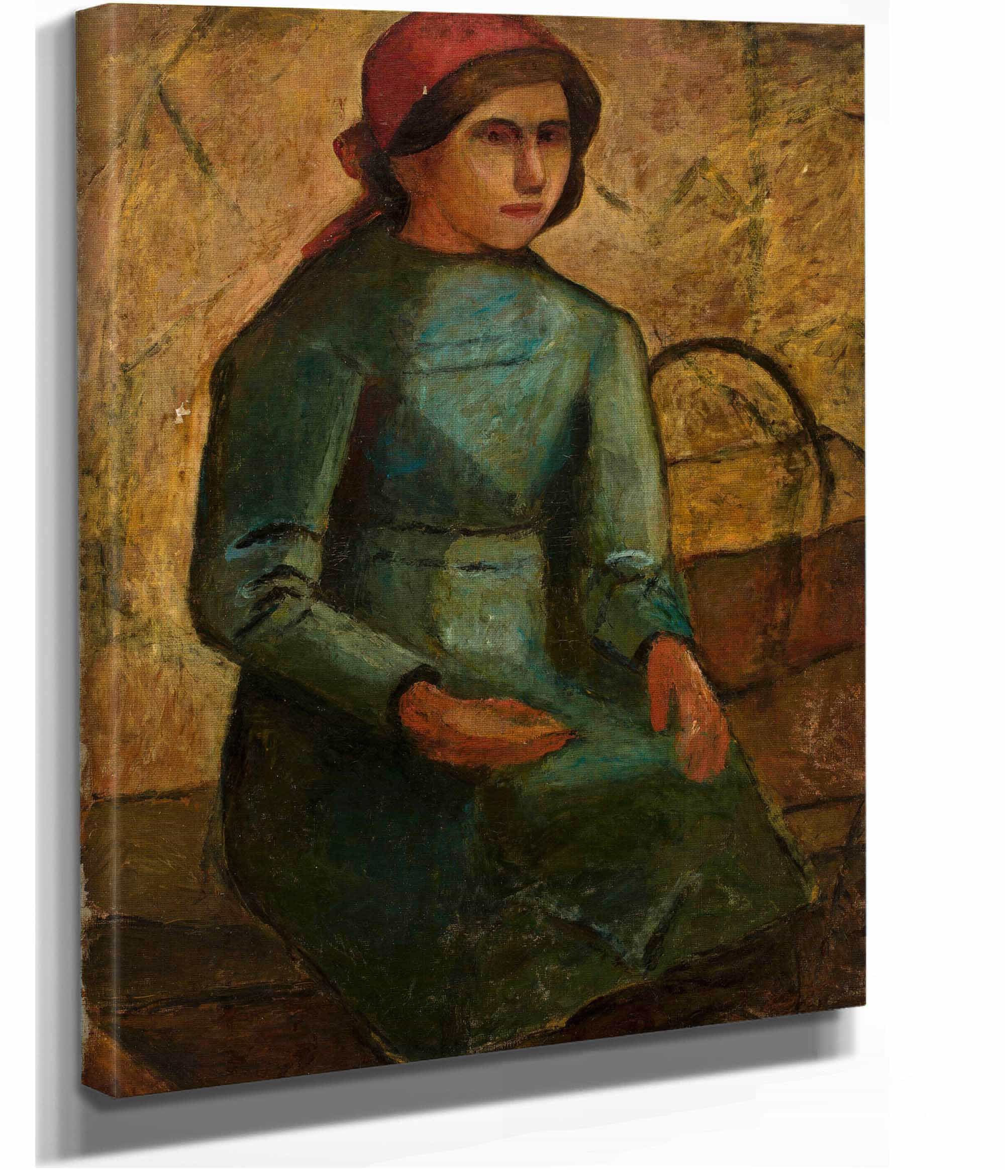 Dziewczyna W Zielonej Sukni Z Koszykiem by Tadeusz Makowski - Image 2