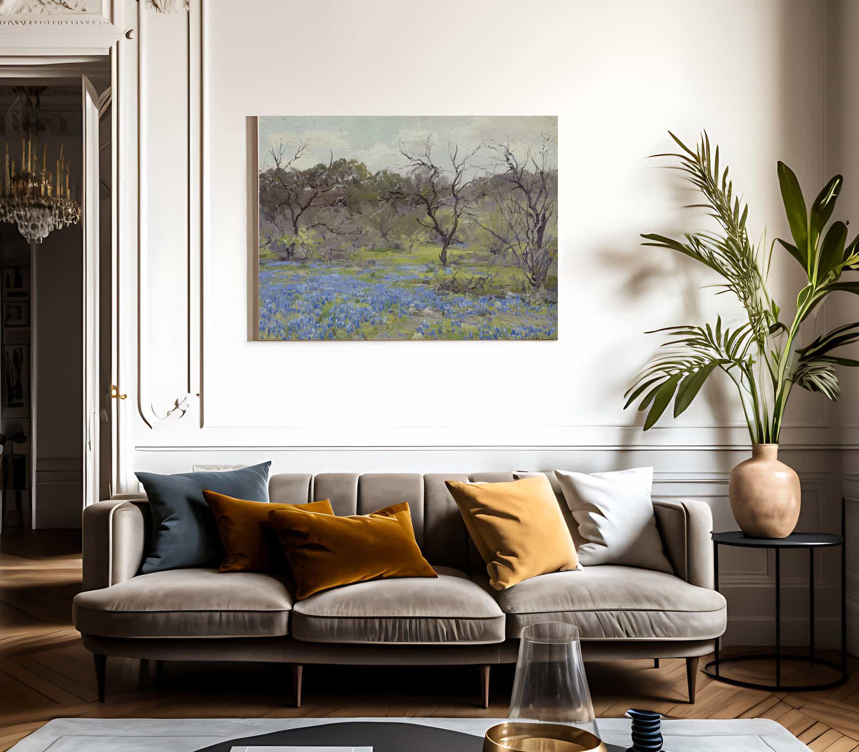 Early Spring Bluebonnets And Mesquite By Julian Onderdonk - Image 3
