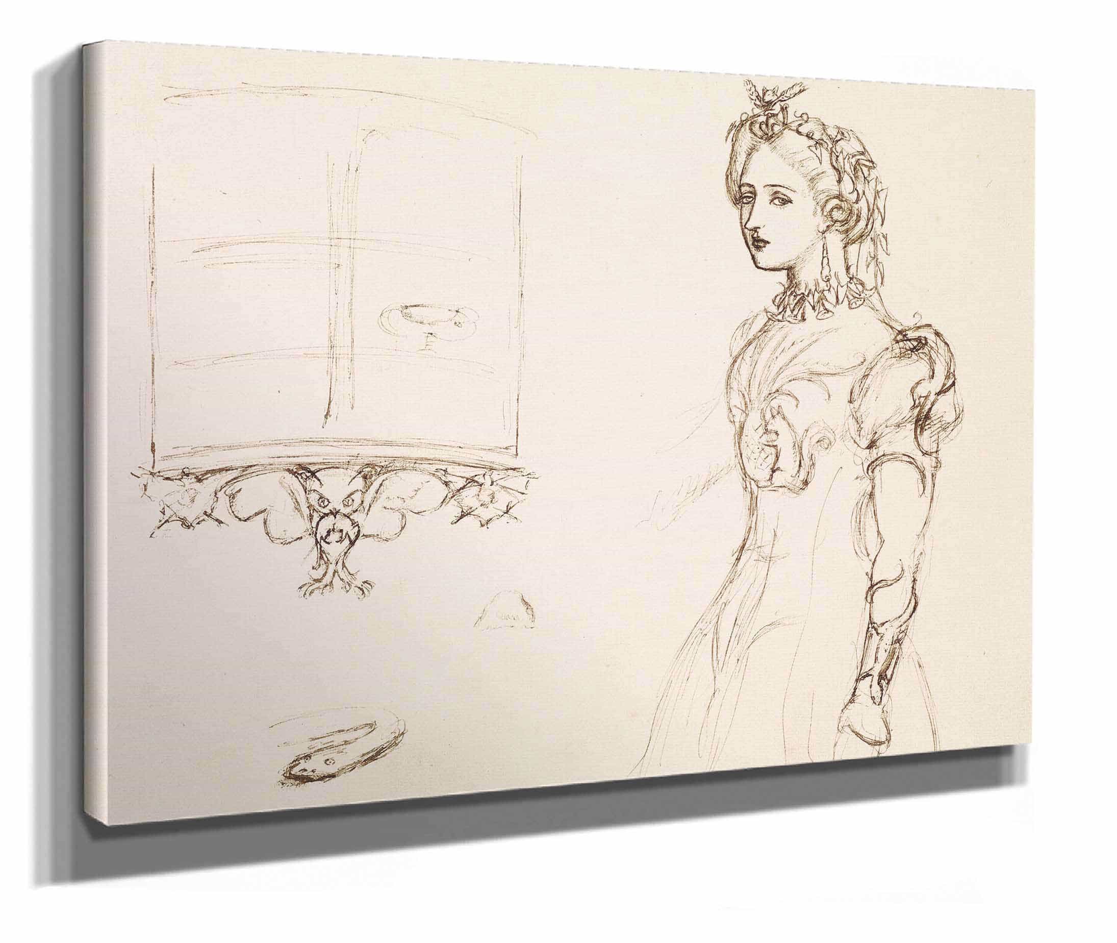 Effie Ruskin Wearing A Dress Decorated With Natural Ornament by Sir John Everett Millais - Image 2