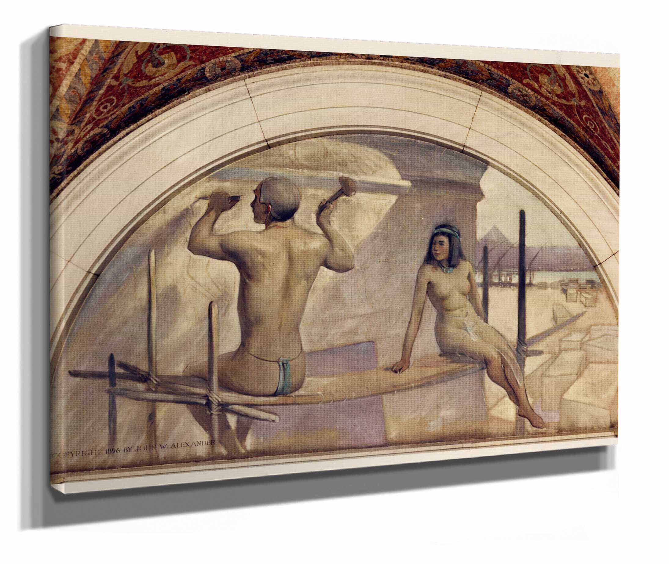 Egyptian Hieroglyphics Mural In Evolution Of The Book Series by John White Alexander - Image 2