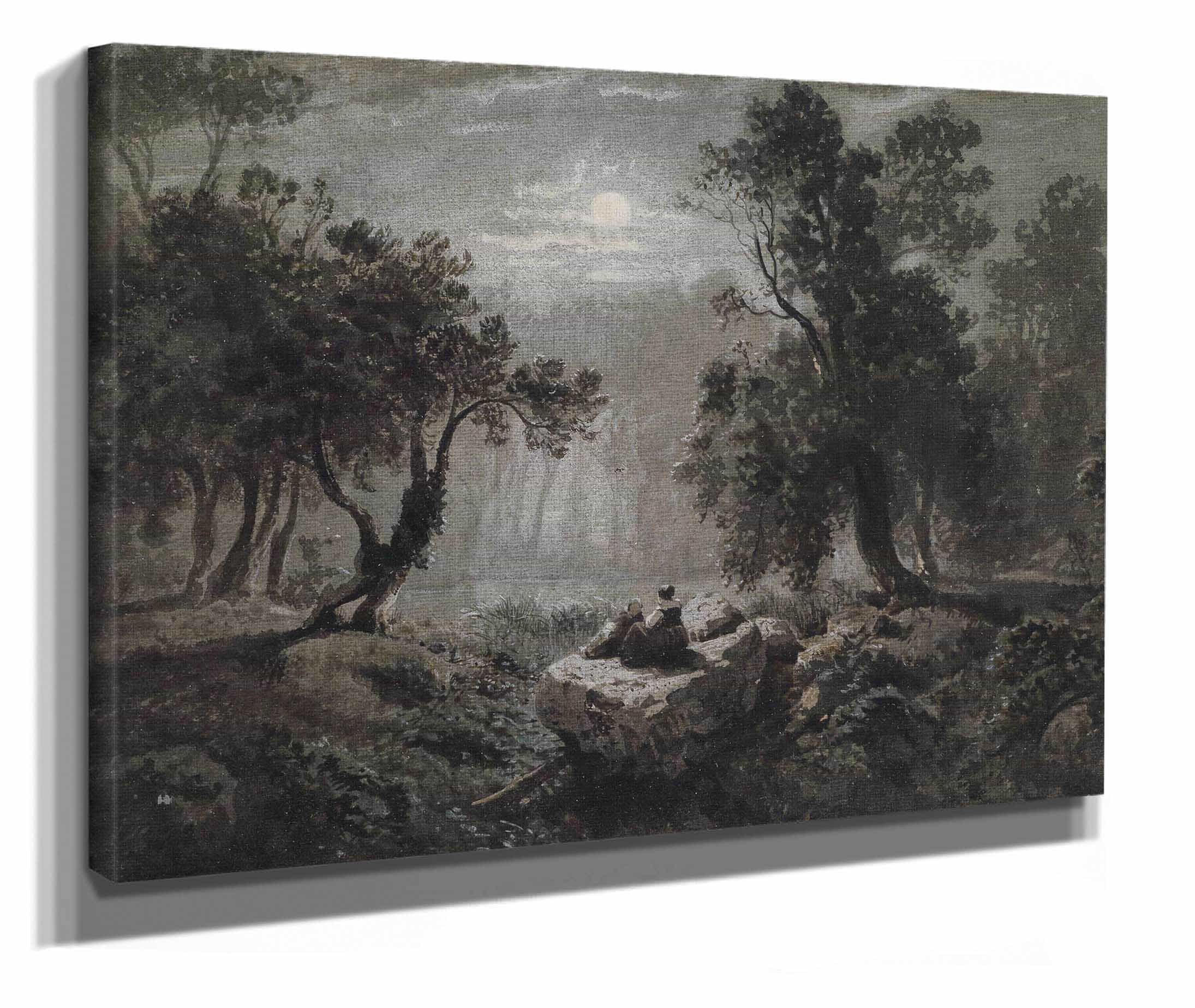 Eine Romantische Waldlandschaft Im Mondlicht by Oswald Achenbach - Image 2