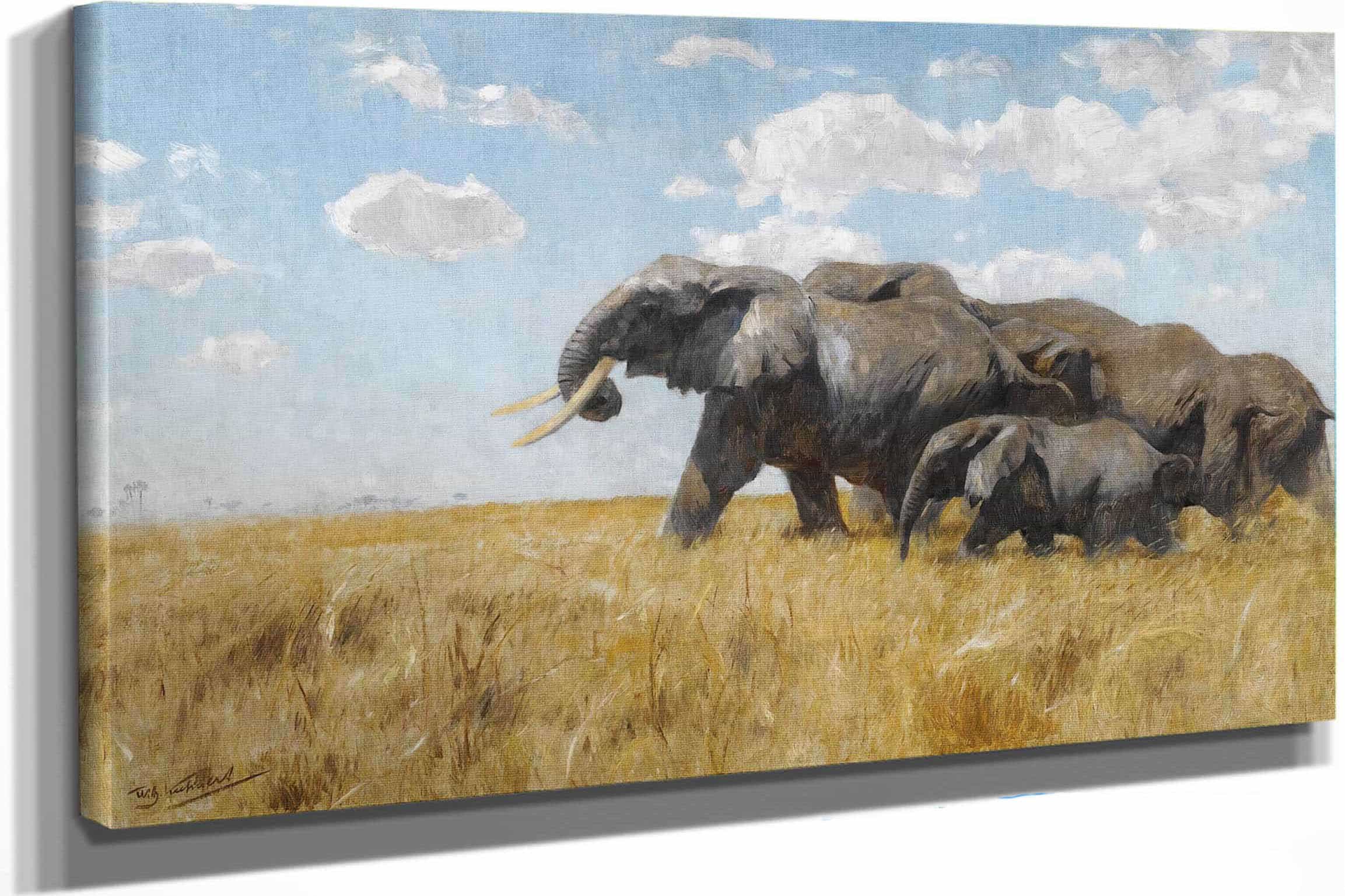Elefanten Auf Der Wanderung Elephants On The Move by Wilhelm Kuhnert