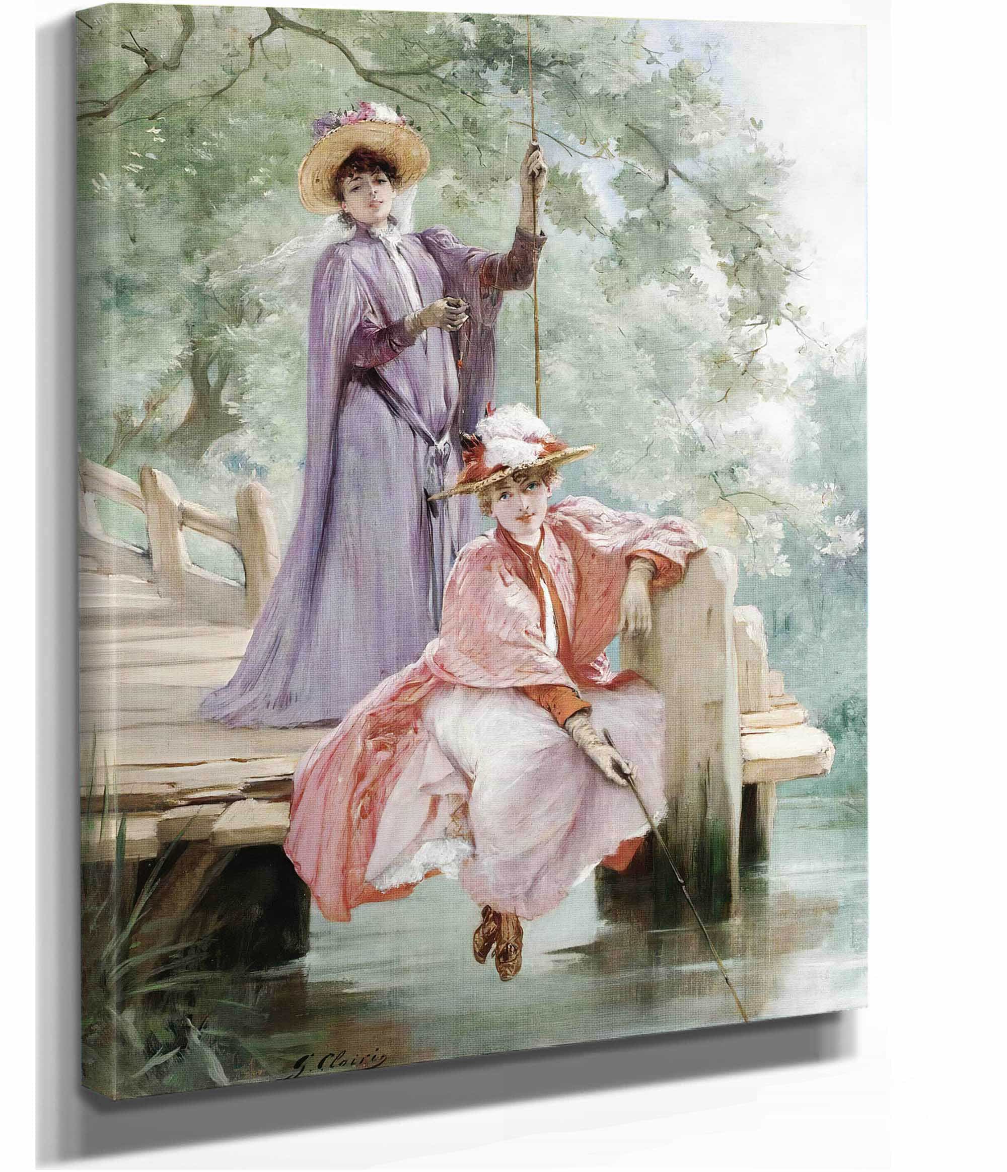 Elegant Ladies Fishing by Georges Jules Victor Clairin - Image 2