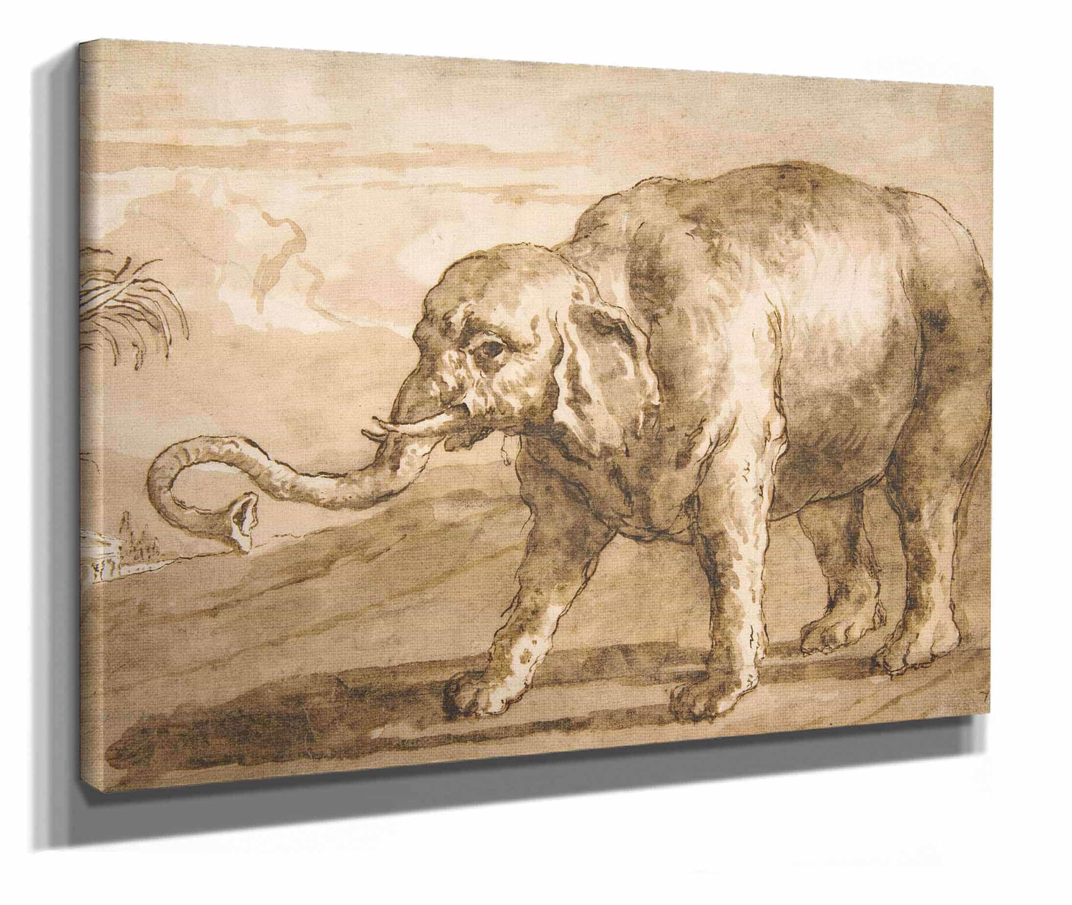 Elephant In A Landscape by Giovanni Domenico Tiepolo