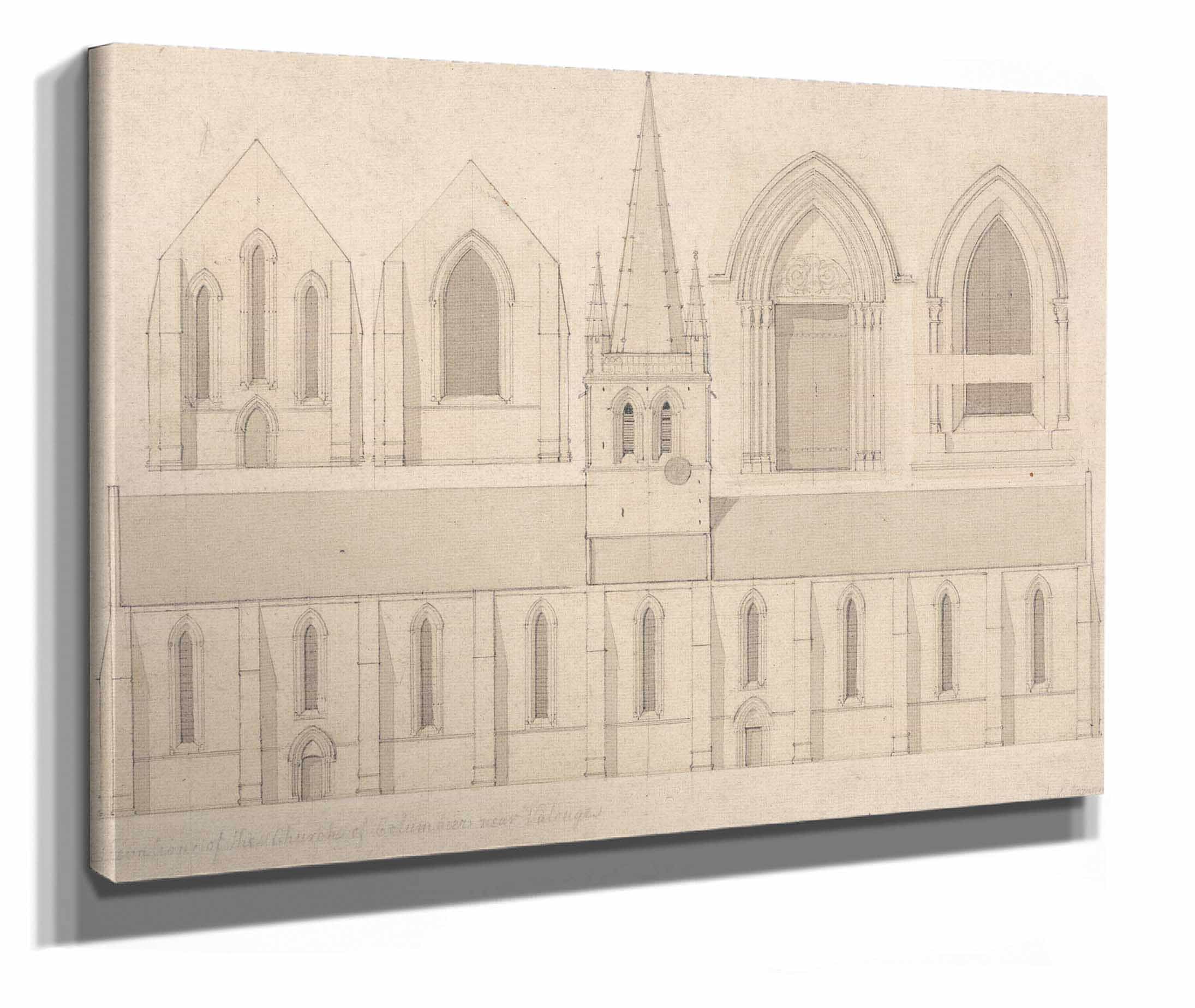 Elevation Of The Church Of Columbiers Near Valognes Normandy by John Sell Cotman - Image 2