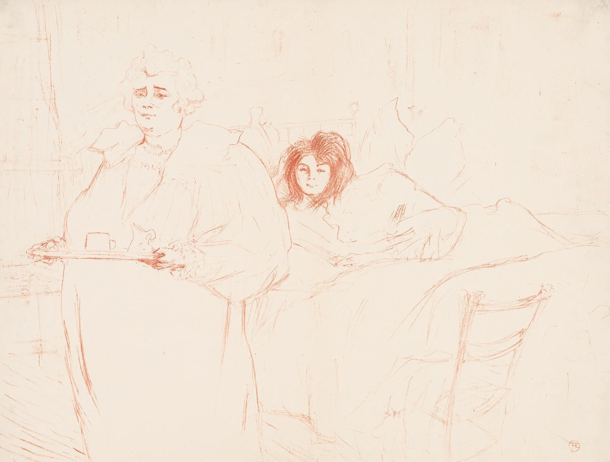Elles Woman Carrying A Tray Mme Baron And Mlle Popo by Henri De Toulouse Lautrec