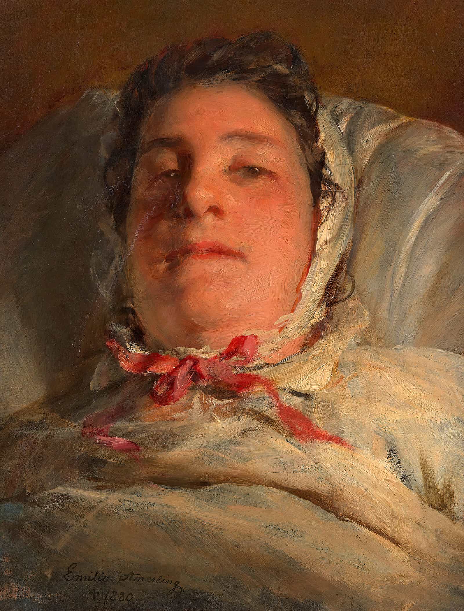 Emilie Amerling Geb Heinrich Auf Dem Krankenbett Frau Des Kunstlers by Friedrich Von Amerling