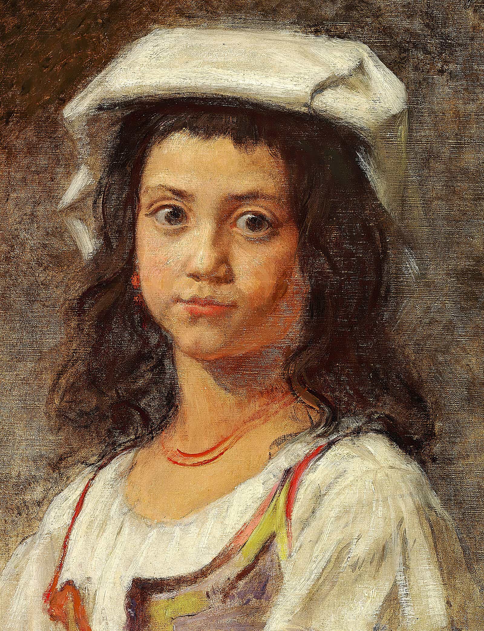 En Ung Italienerinde Med Hvidt Hovedklaede by Wilhelm Marstrand