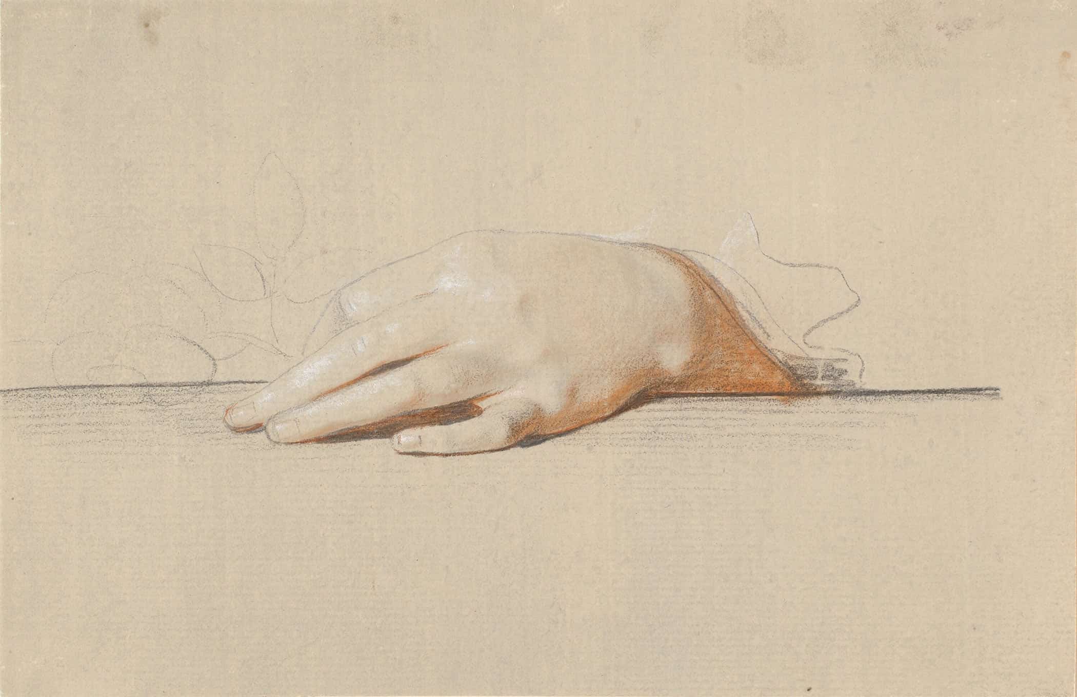 En Venstre Hand Hvilende Pa Et Bord Holdende En Rose by Jens Juel - Image 2
