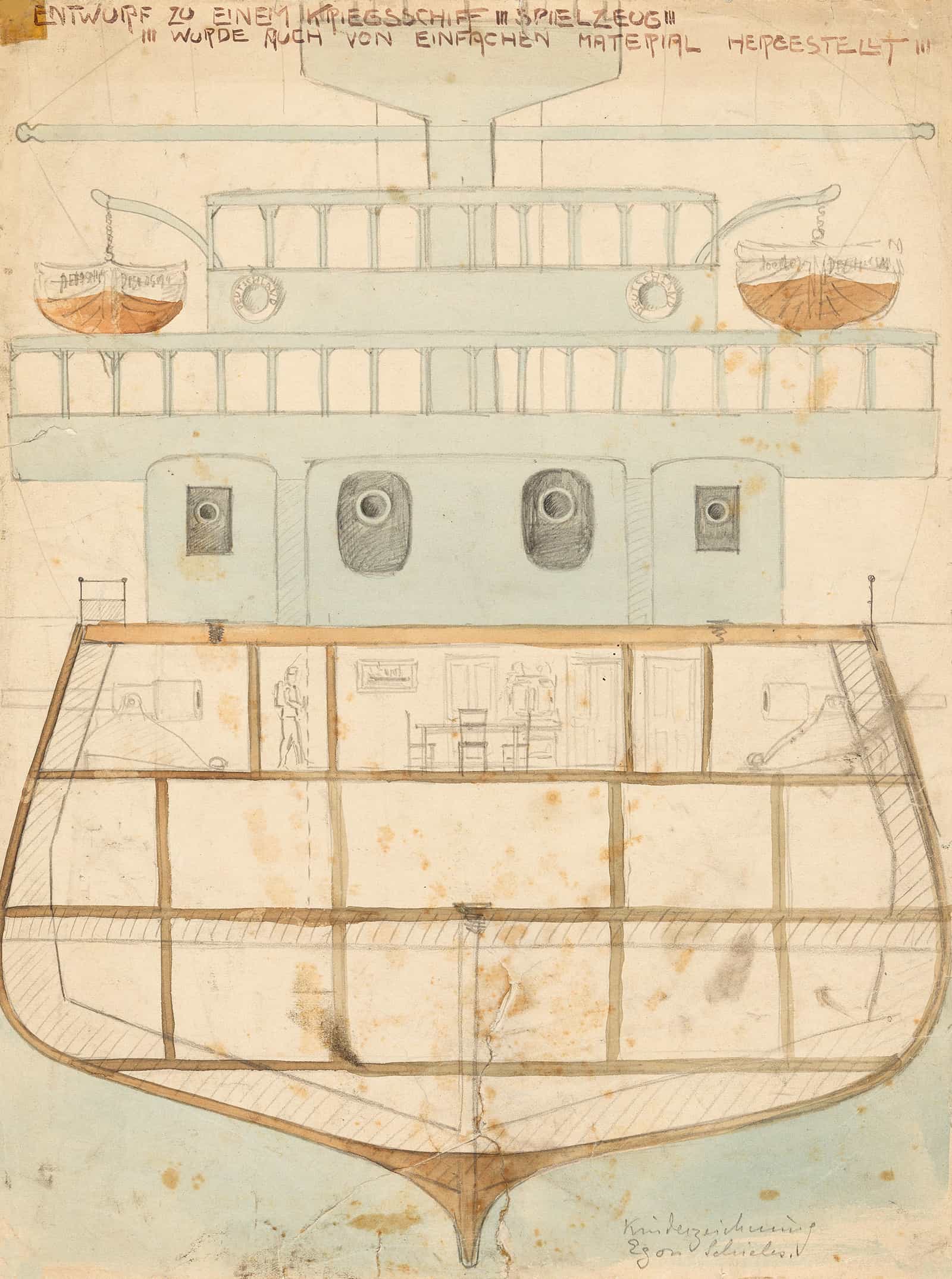 Entwurf Zu Einem Kriegsschiff Spielzeug by Egon Schiele