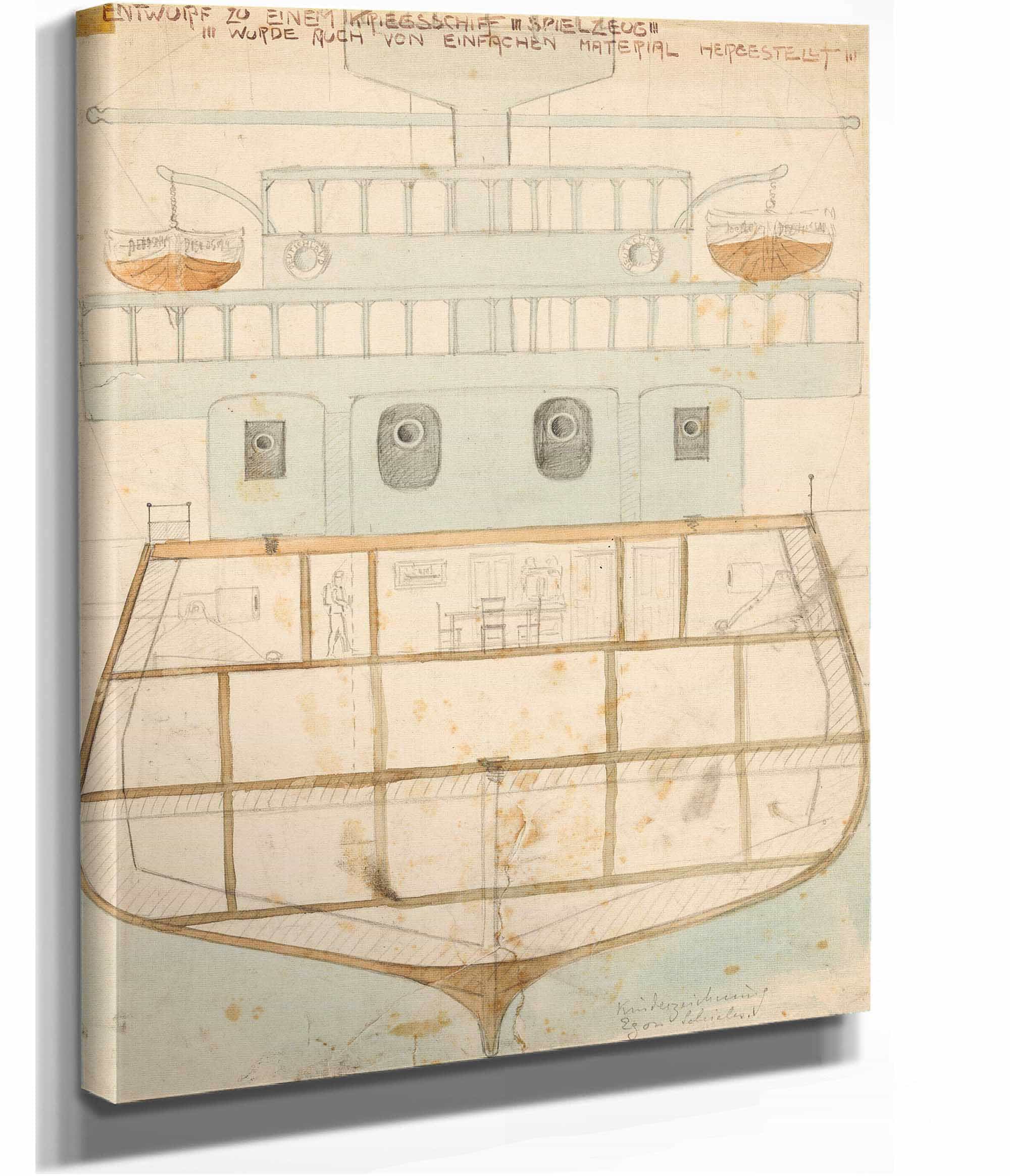 Entwurf Zu Einem Kriegsschiff Spielzeug by Egon Schiele - Image 2