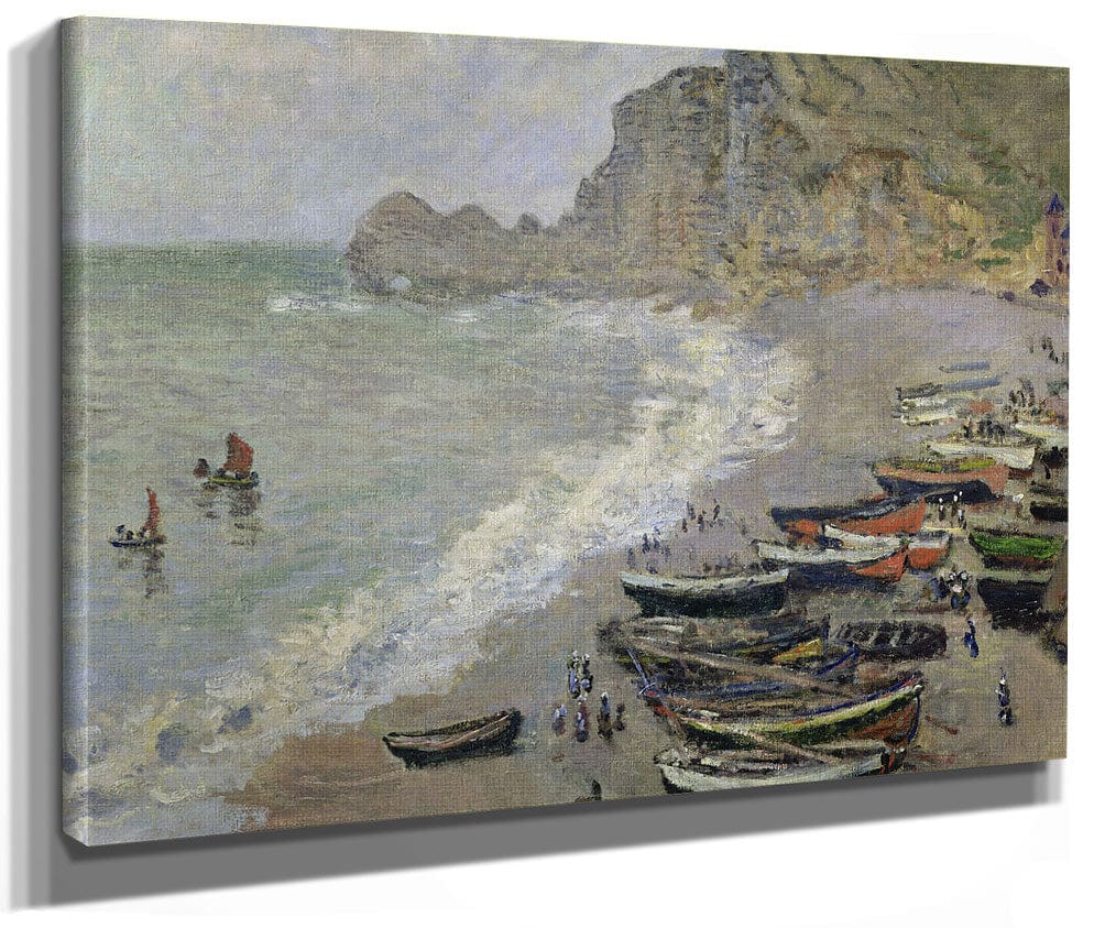 Etretat, Beach And The Porte D'amont By Claude Monet