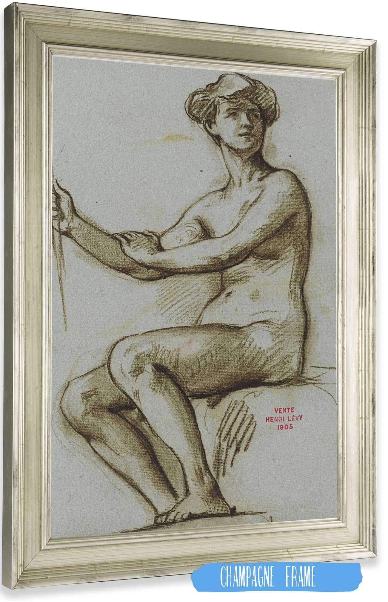 Etude De Jeune Femme Assise Tenant Un Objet Dans La Main Droite by Henri Leopold Levy
