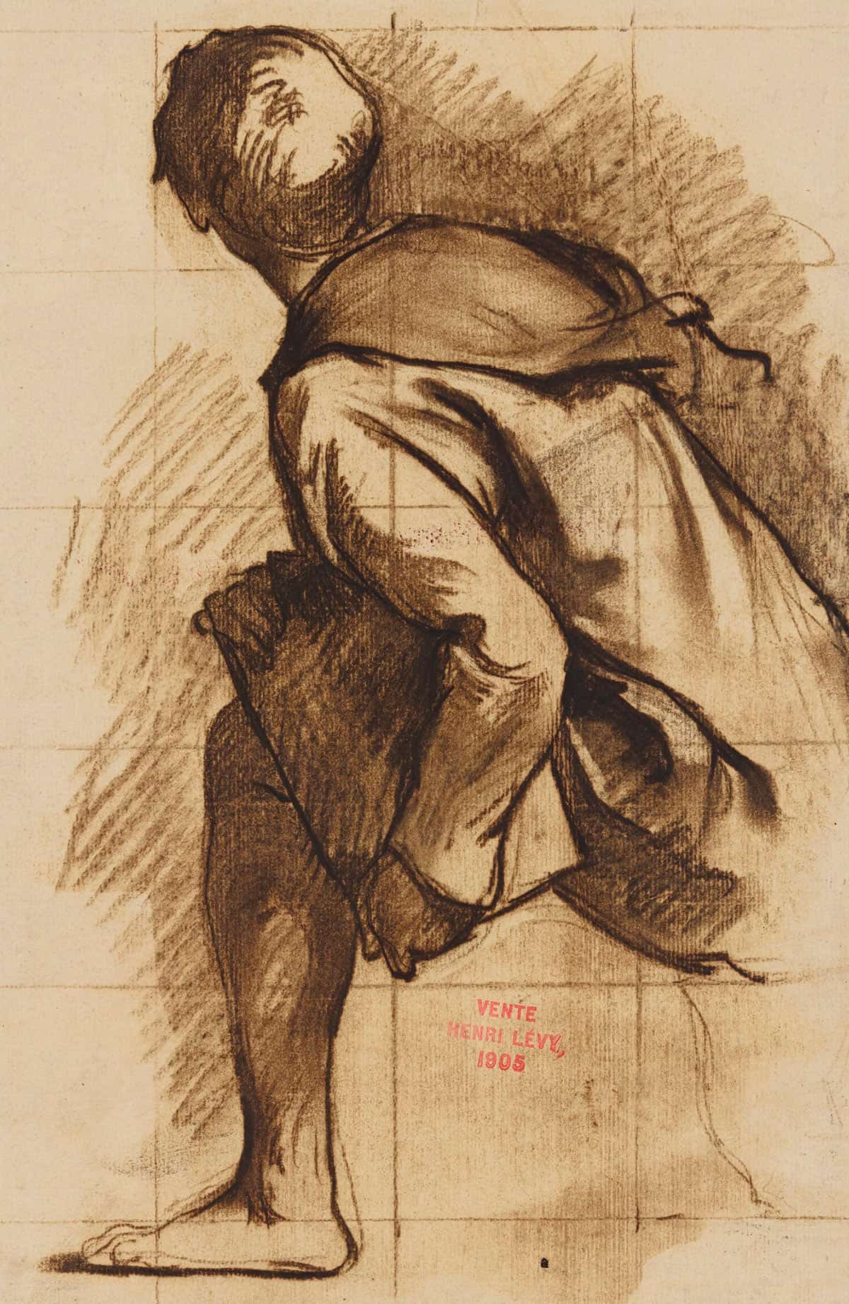 Etude Dun Moine De Dos by Henri Leopold Levy - Image 3