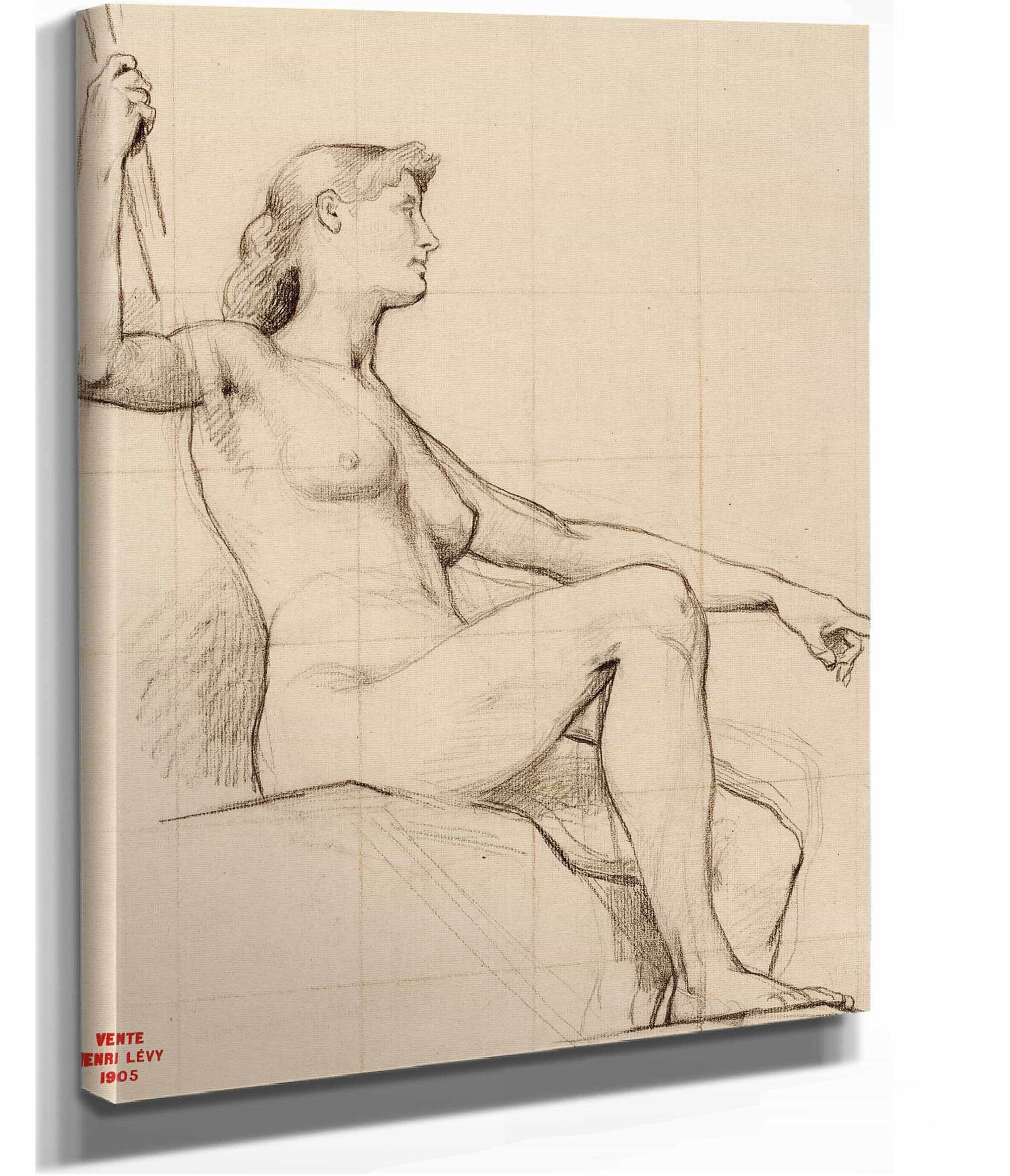 Etude Dune Femme Nue Assise by Henri Leopold Levy - Image 2