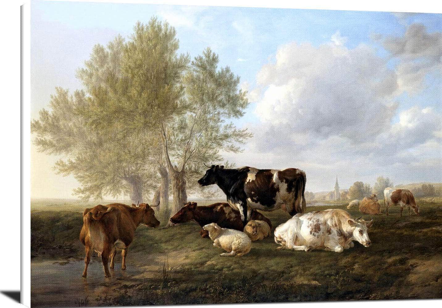 Evening, Fordwich Meadows, Canterbury Painting Thomas Cooper Canvas Art