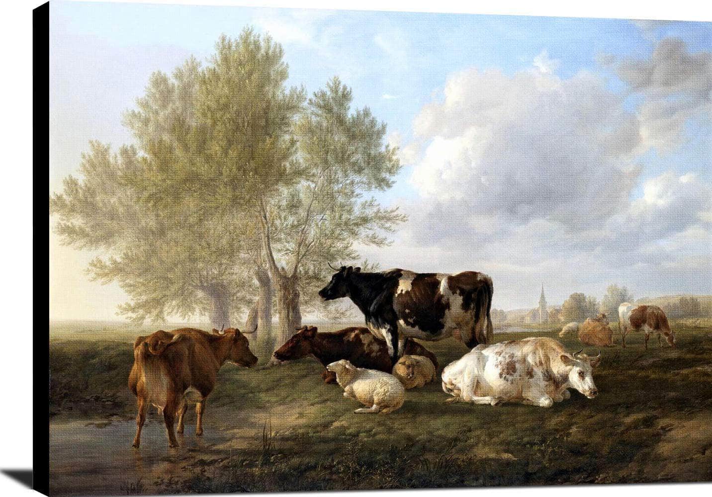 Evening, Fordwich Meadows, Canterbury Painting Thomas Cooper Canvas Art - Image 2