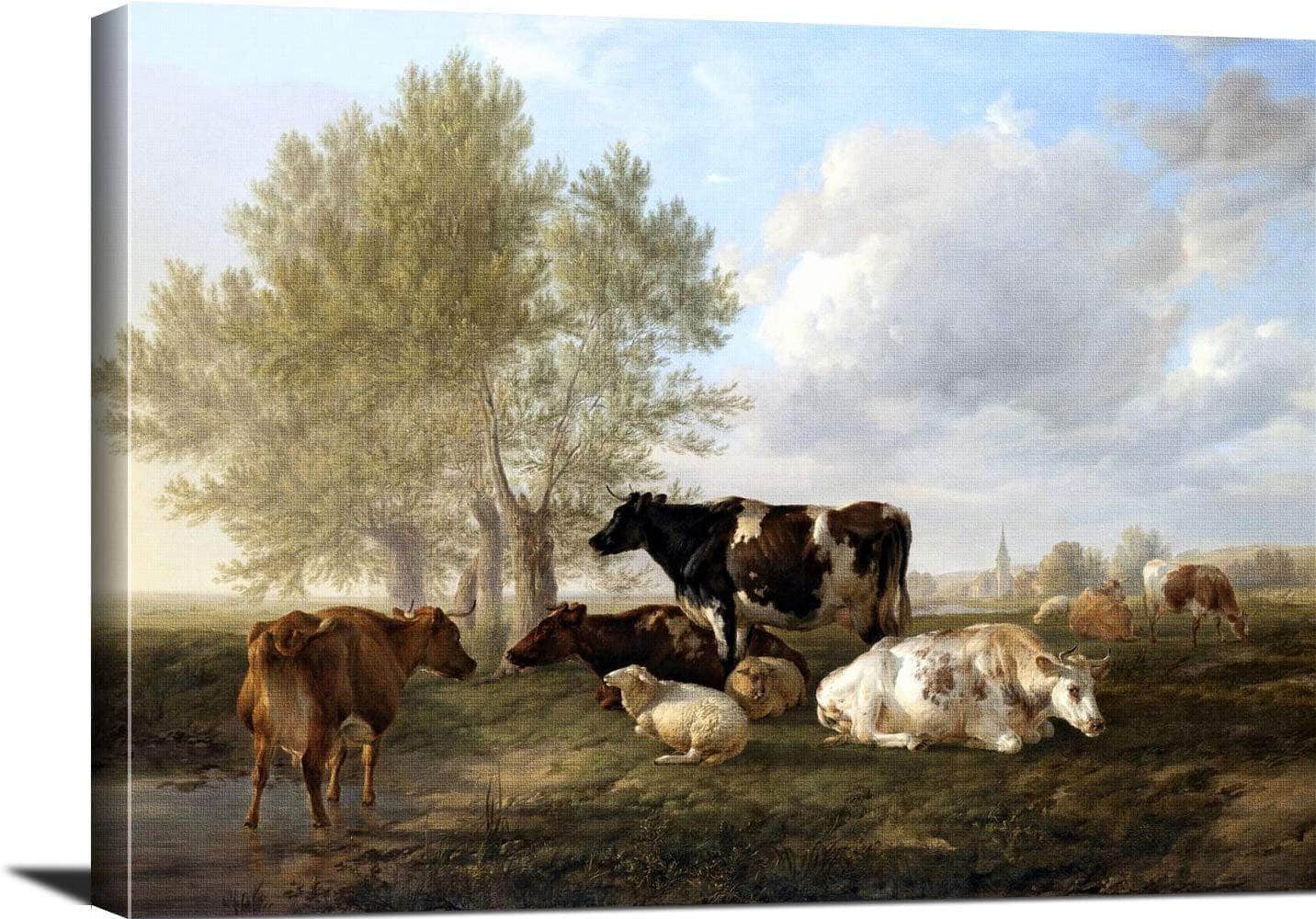 Evening, Fordwich Meadows, Canterbury Painting Thomas Cooper Canvas Art - Image 3