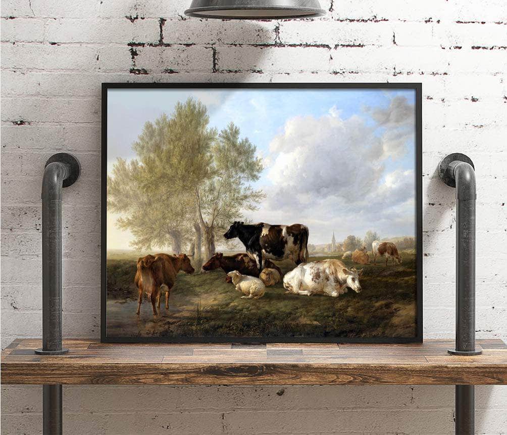 Evening, Fordwich Meadows, Canterbury Painting Thomas Cooper Canvas Art - Image 4