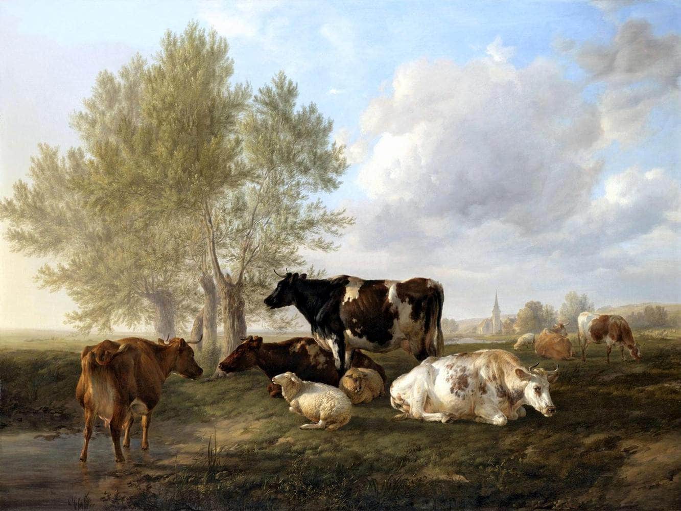 Evening, Fordwich Meadows, Canterbury Painting Thomas Cooper Canvas Art - Image 5