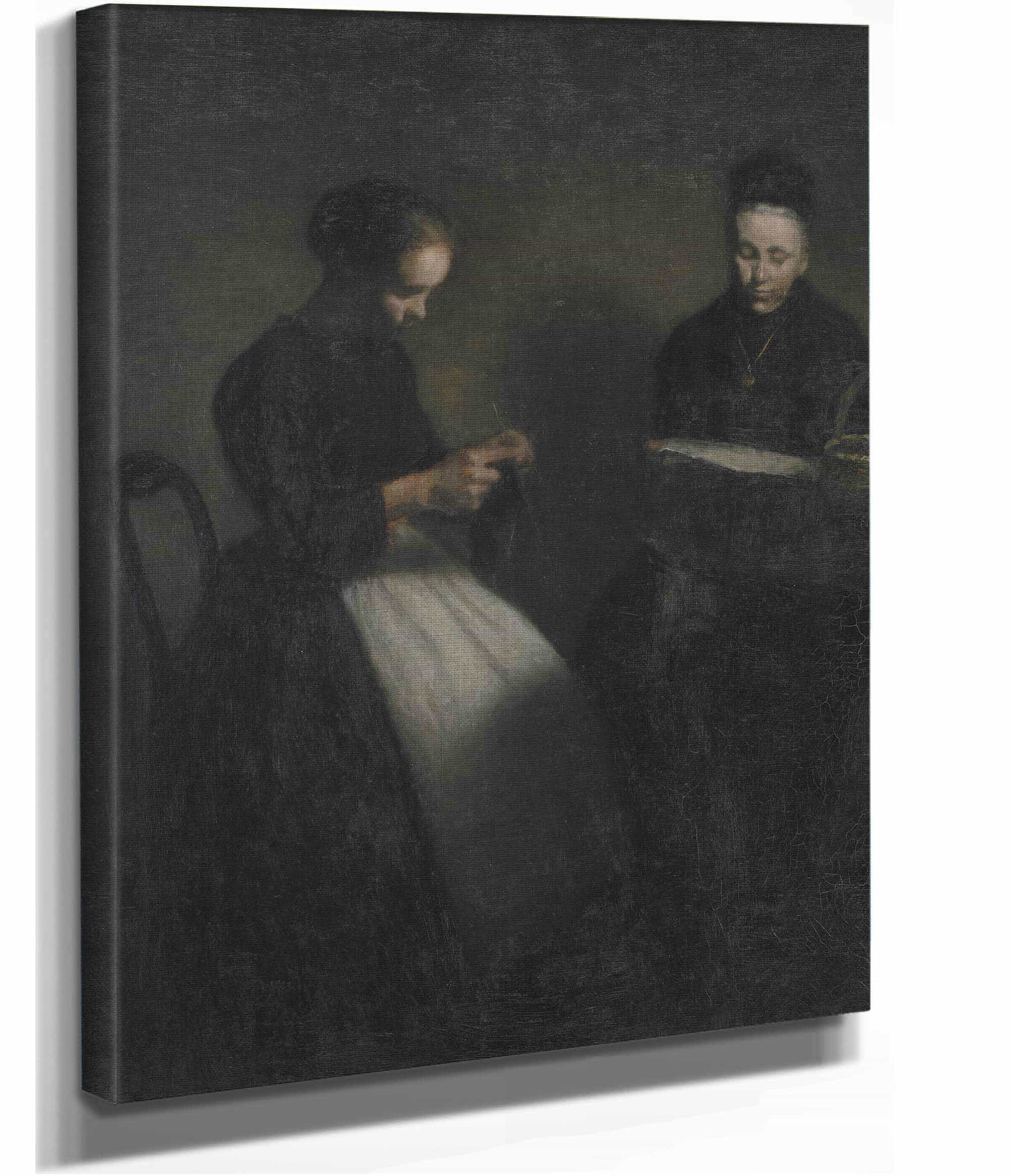Evening In The Drawing Room The Artists Mother And Wife by Vilhelm Hammershoi - Image 2