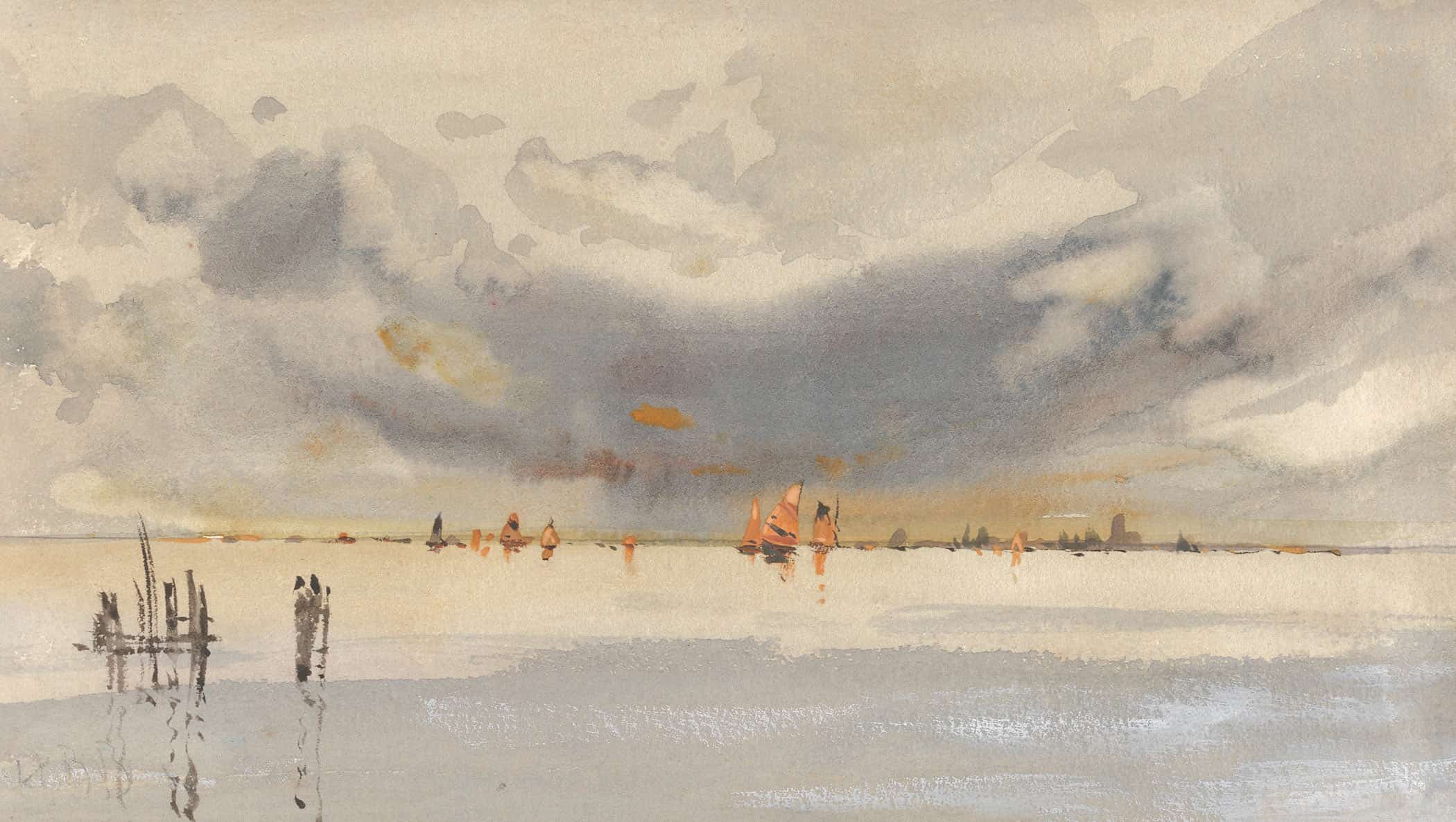 Evening On The Lagoon Venice by Hercules Brabazon Brabazon - Image 2