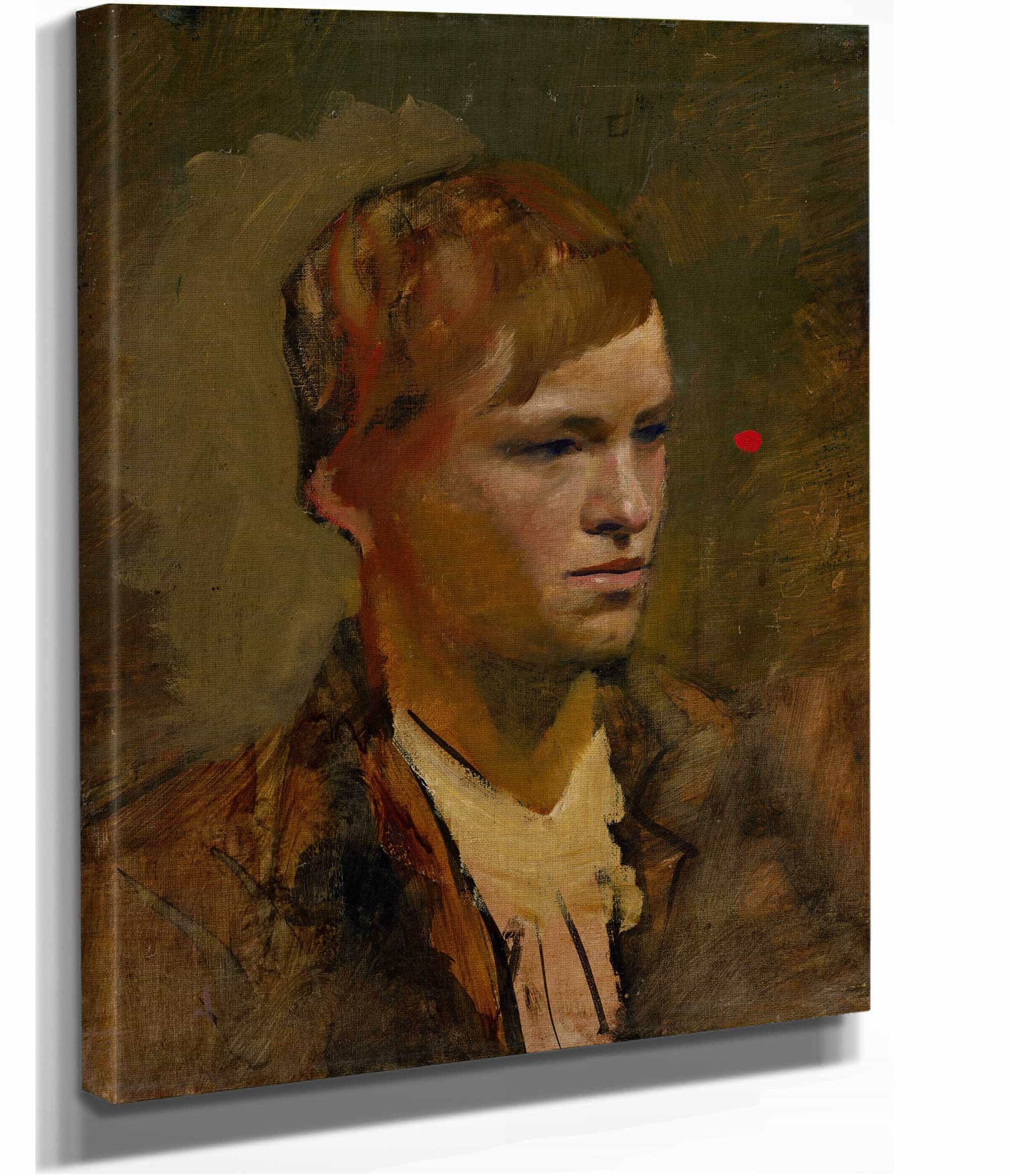 Fair Headed Boy With Red Point In The Background by Ladislav Mednyanszky - Image 2
