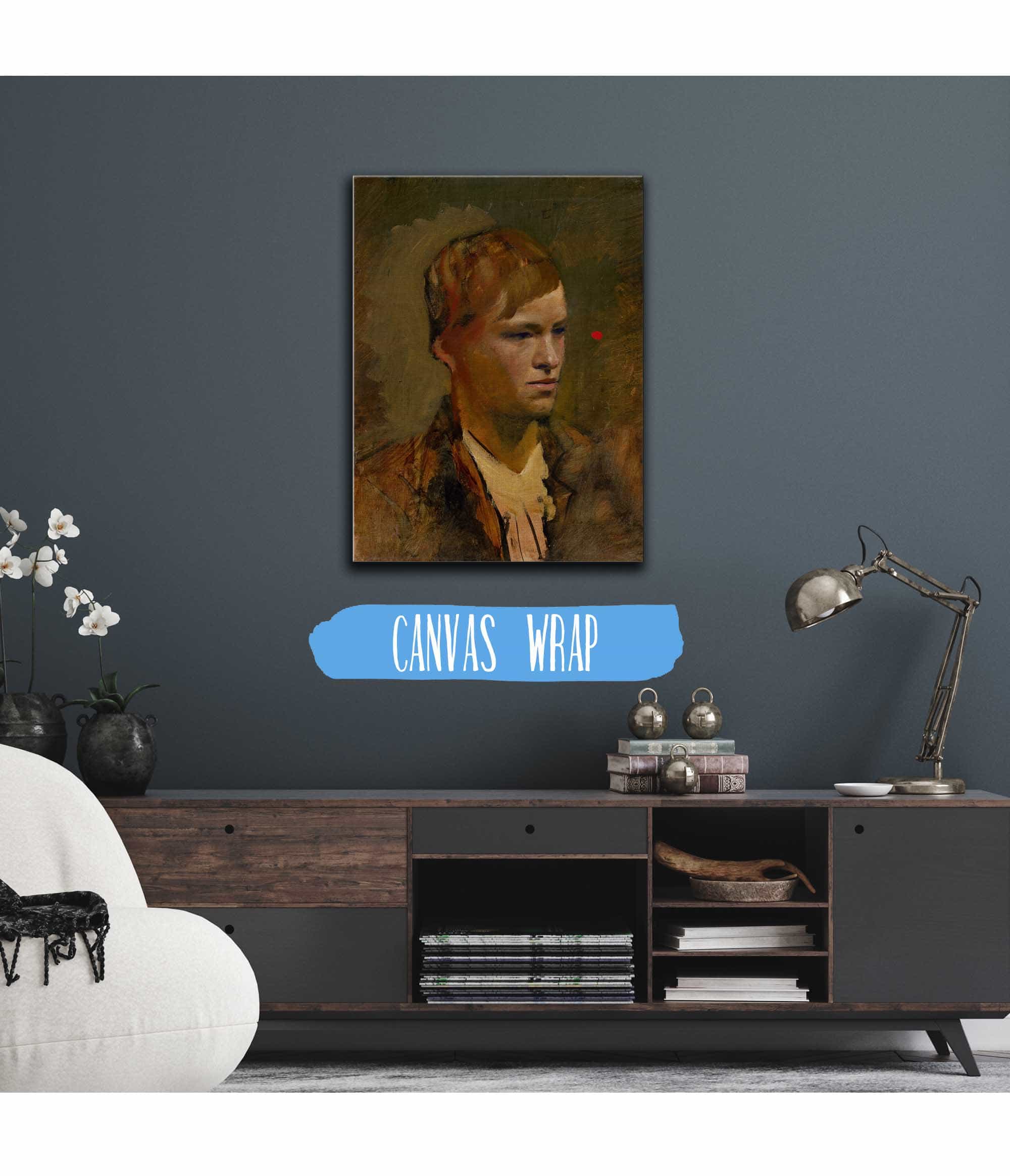 Fair Headed Boy With Red Point In The Background by Ladislav Mednyanszky - Image 3