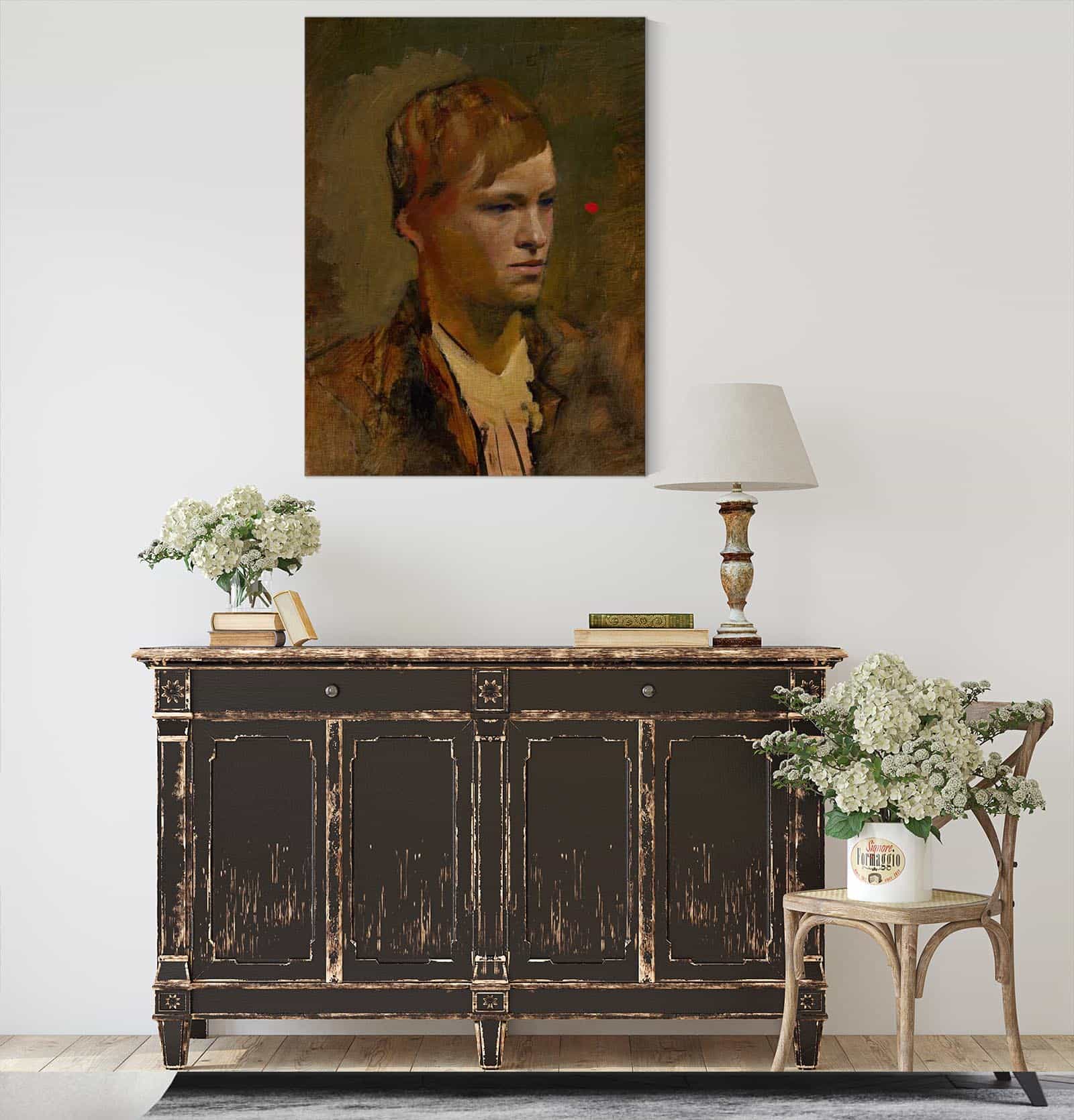 Fair Headed Boy With Red Point In The Background by Ladislav Mednyanszky - Image 4