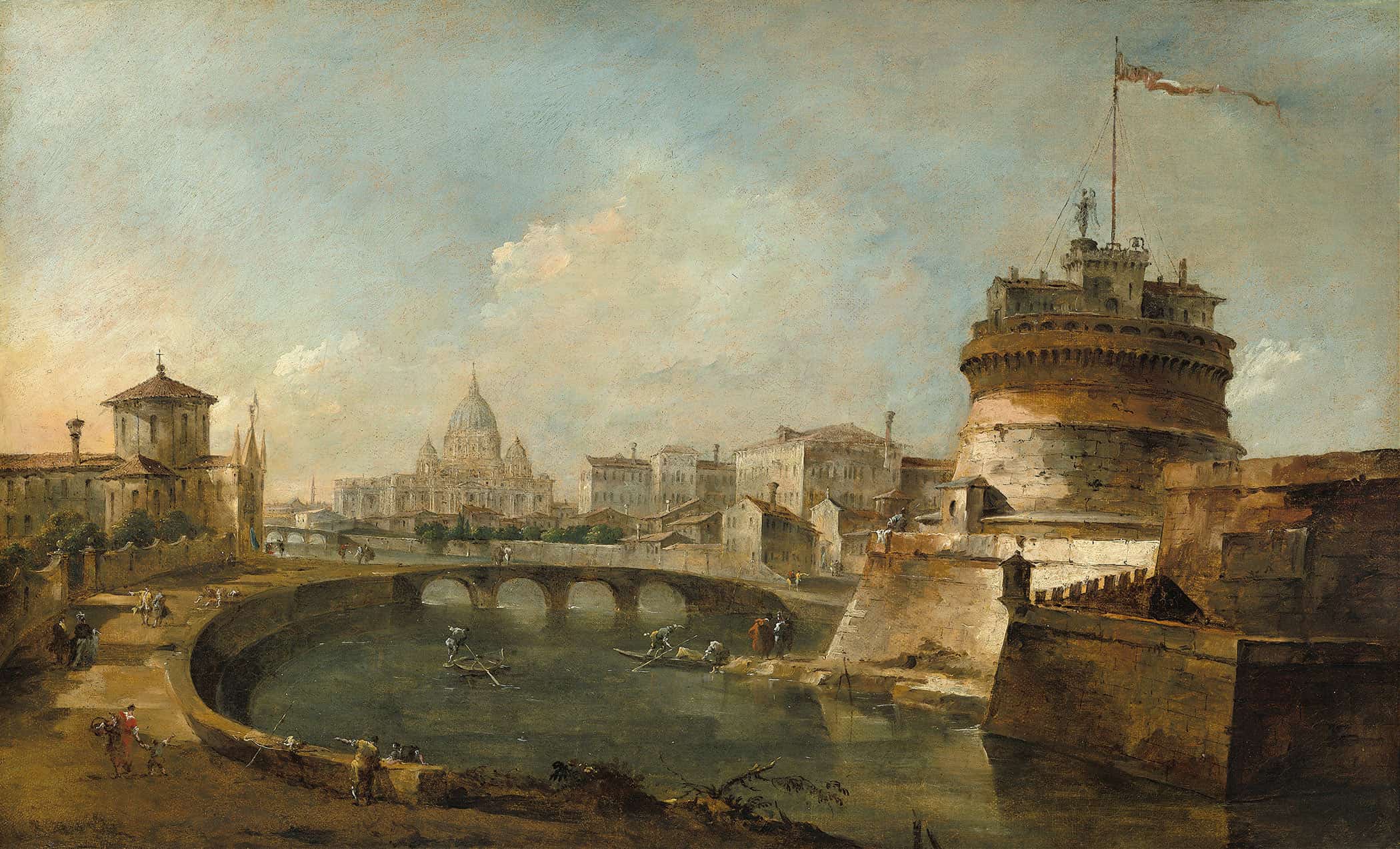 Fanciful View Of The Castel Santangelorome by Francesco Guardi - Image 2