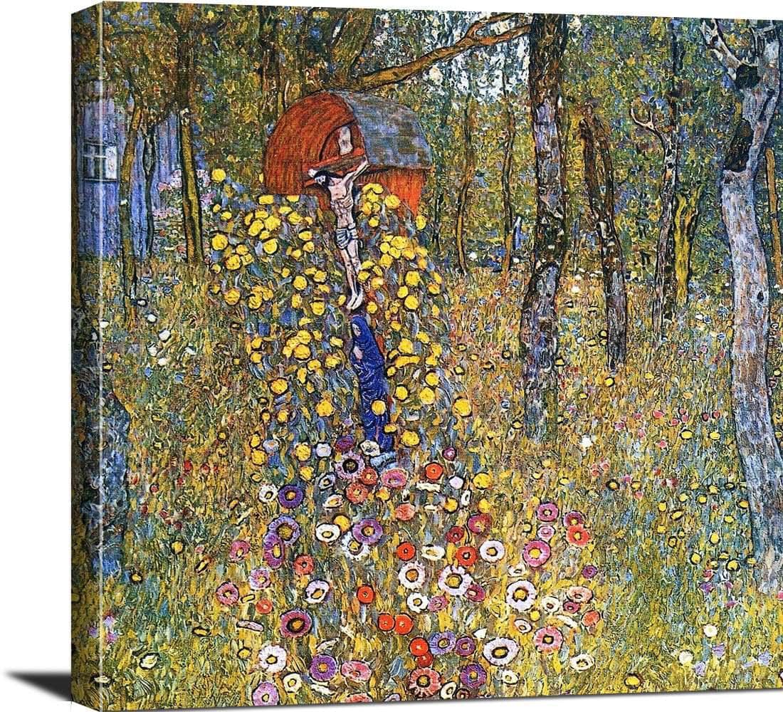 Farm Garden With Crucifix Painting Gustav Klimt Canvas Art - Image 3