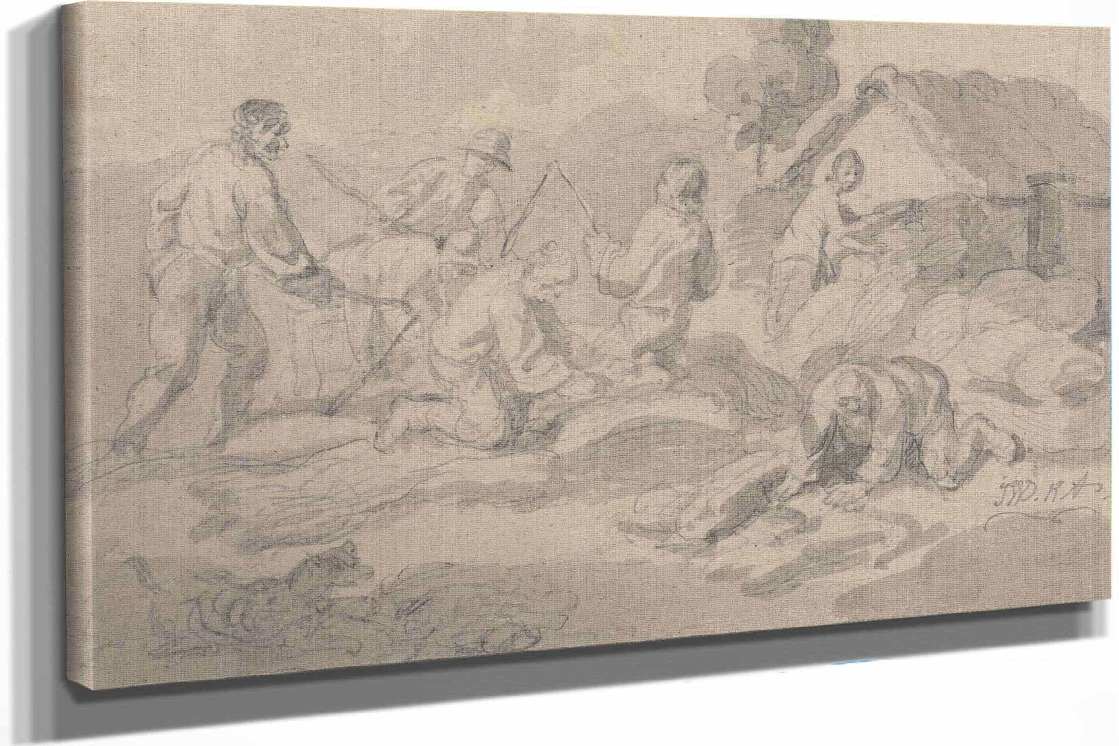 Farm Workers Flailing Corn by James Ward