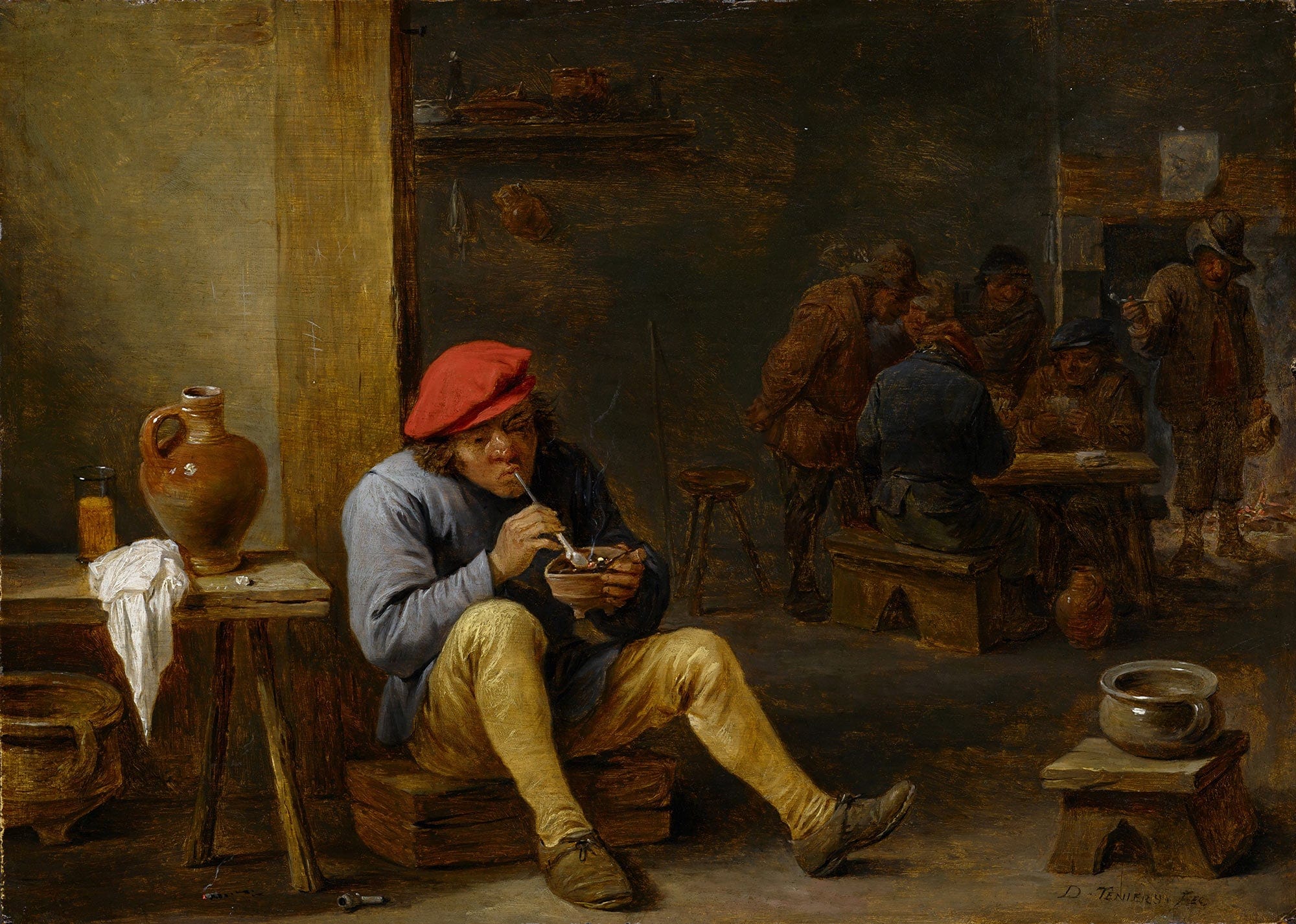 Farmer In A Tavern Lighting His Pipe by David Teniers The Younger - Image 2