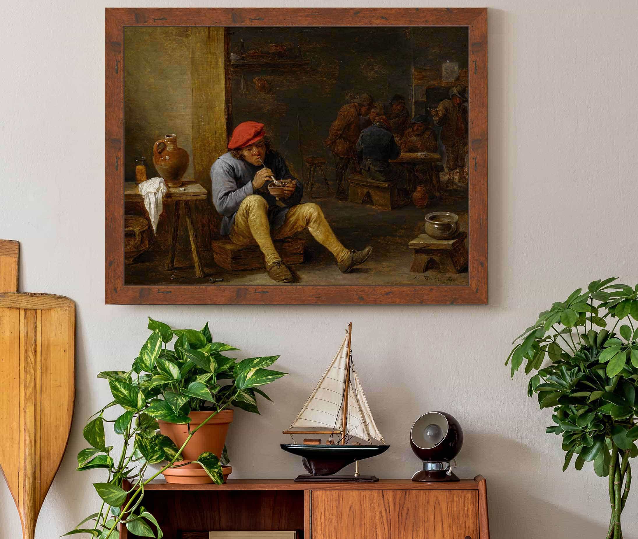 Farmer In A Tavern Lighting His Pipe by David Teniers The Younger - Image 3