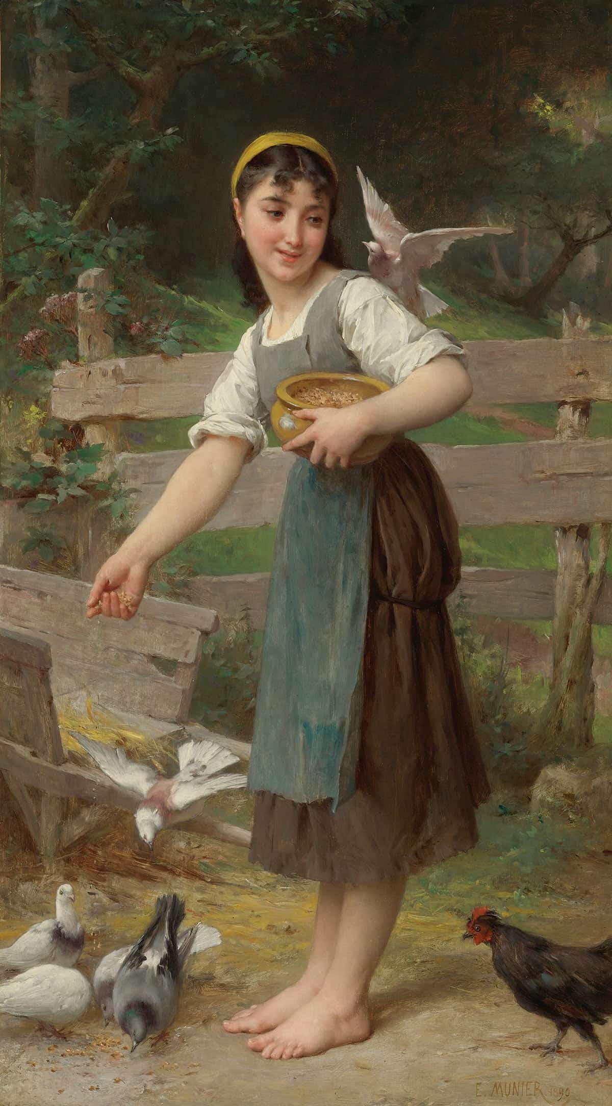 Feeding The Doves by Emile Munier - Image 3
