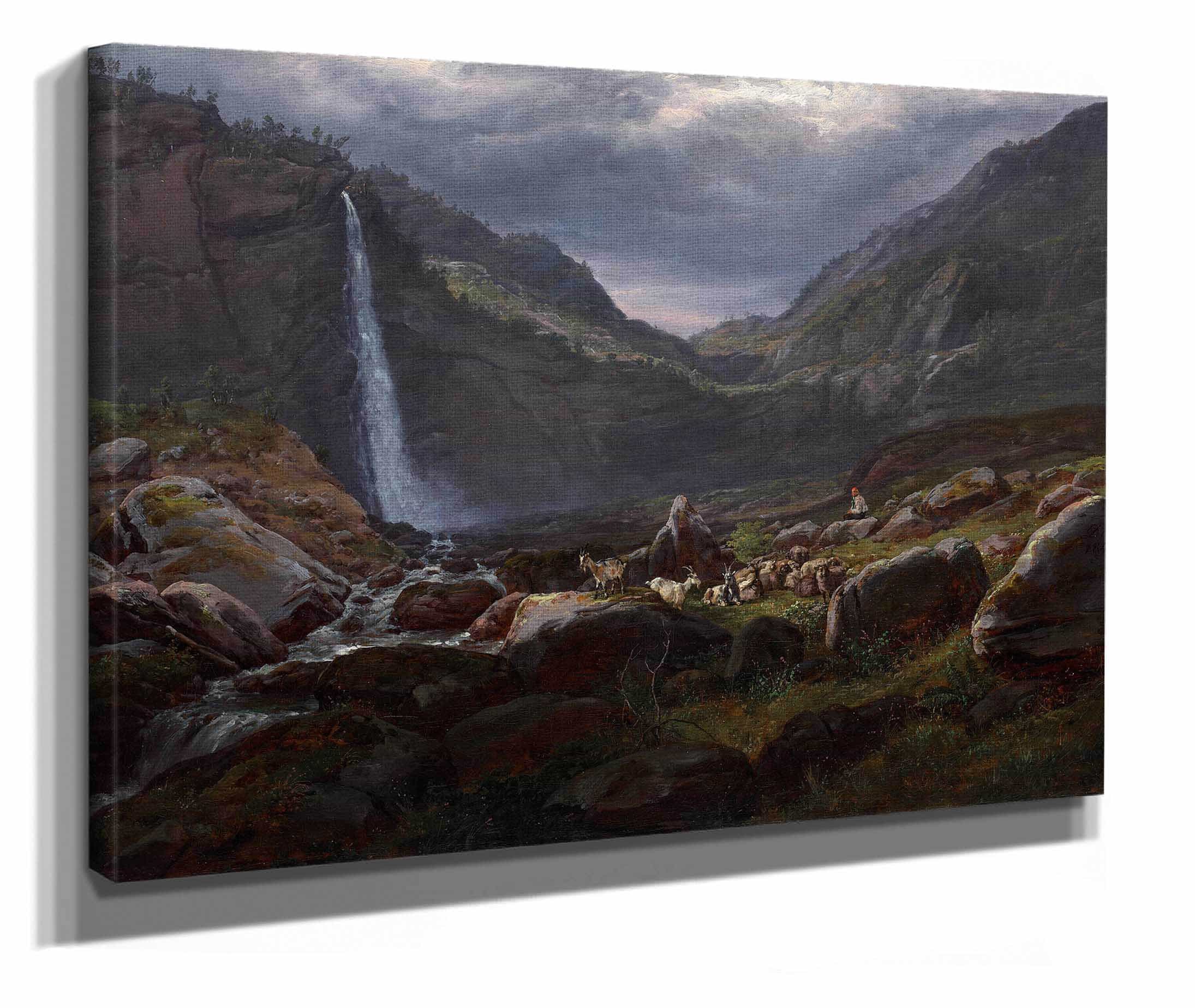 Feige Waterfall Feigefossen Lysterfjord Norway by Johan Christian Dahl - Image 2