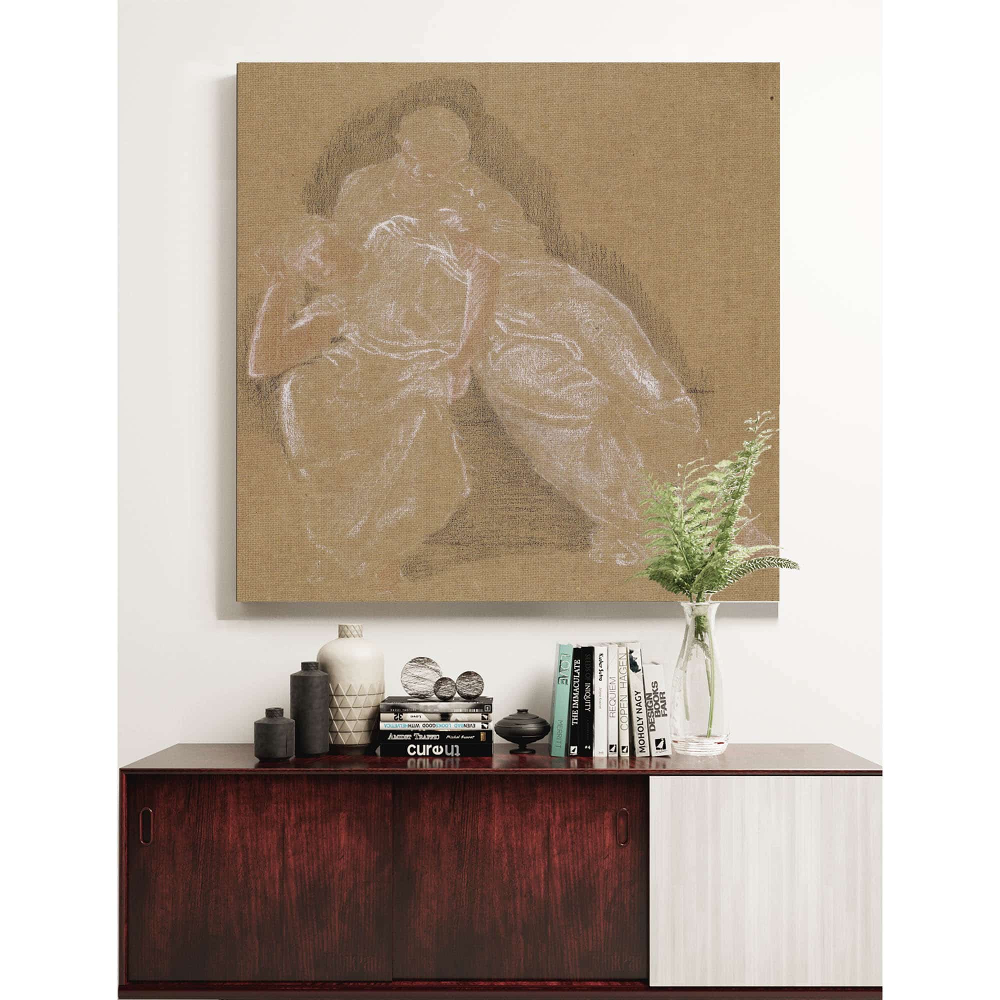 Female Drapery Study Of Two Seated Figures by Sir Edward Coley Burne Jones - Image 5